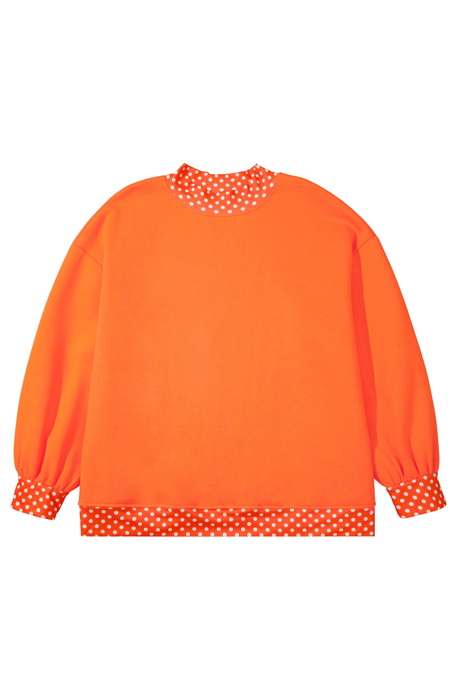 Orange Polka Dot Patchwork Round Neck Plus Size Sweatshirt