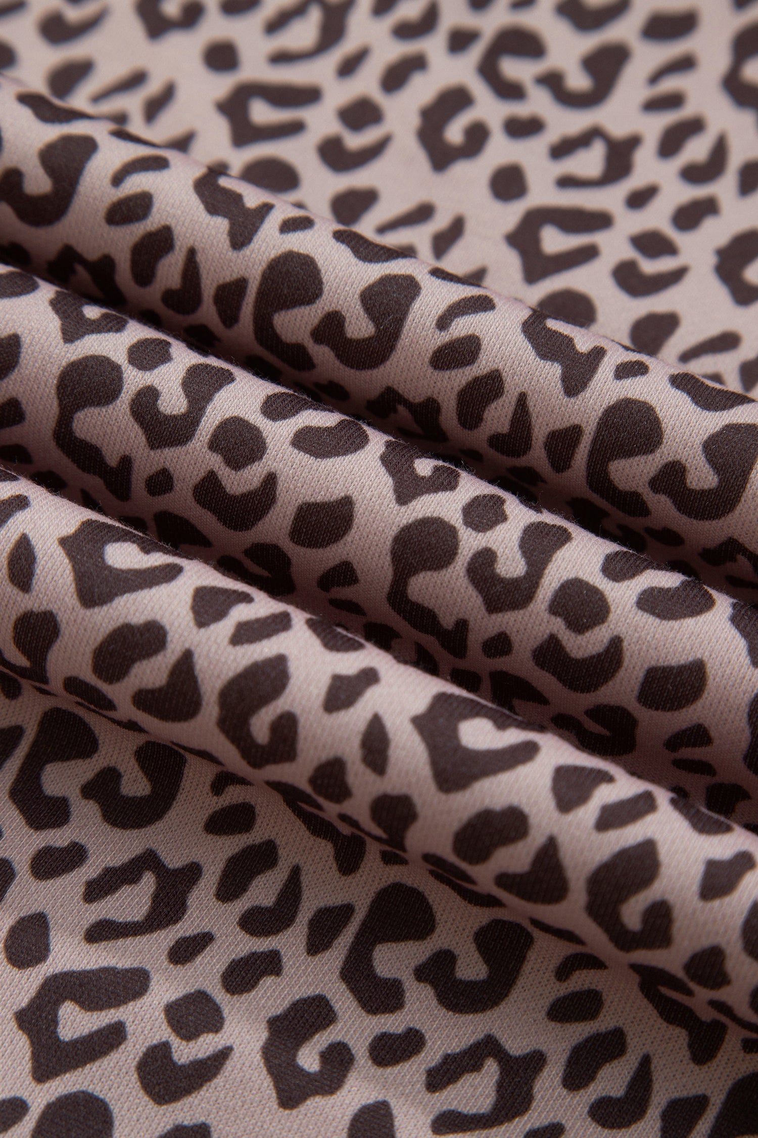 Khaki Leopard Print Elastic Waist Ankle Length Pants