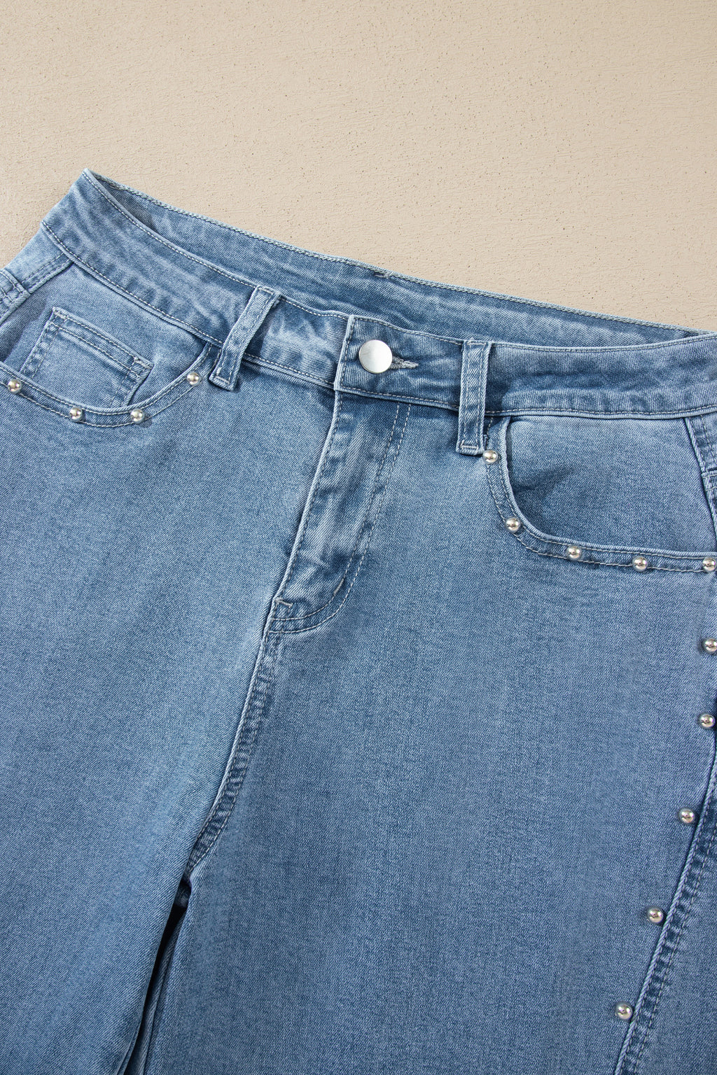 Coffee Side Seam Rivet Detail Ankle Length Casual Jeans