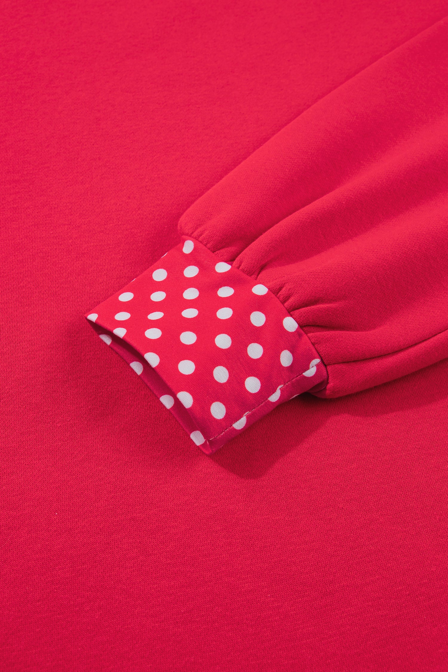 Brown Colorblock Polka Dot Contrast Trim Oversized Sweatshirt