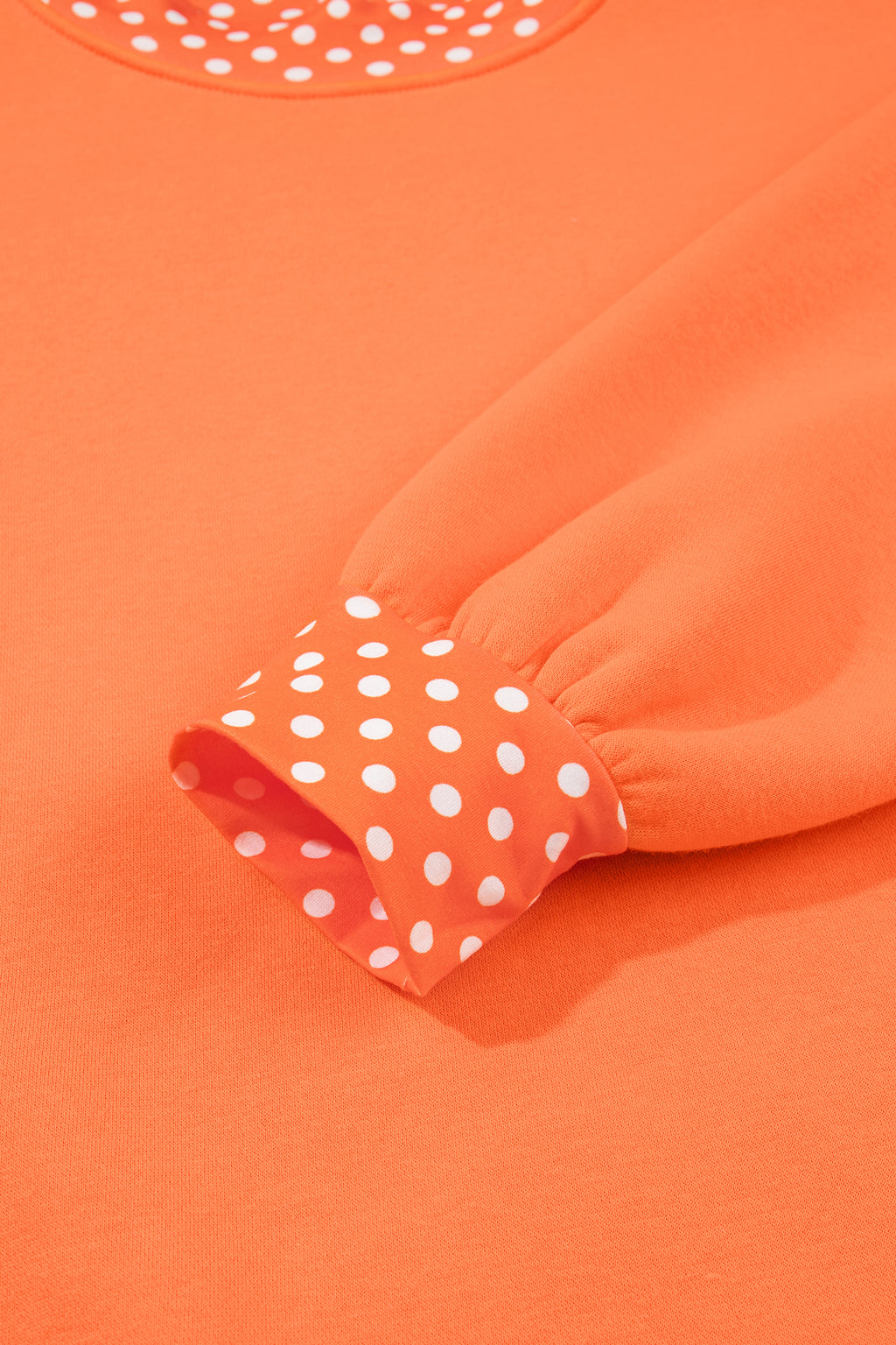 Brown Colorblock Polka Dot Contrast Trim Oversized Sweatshirt
