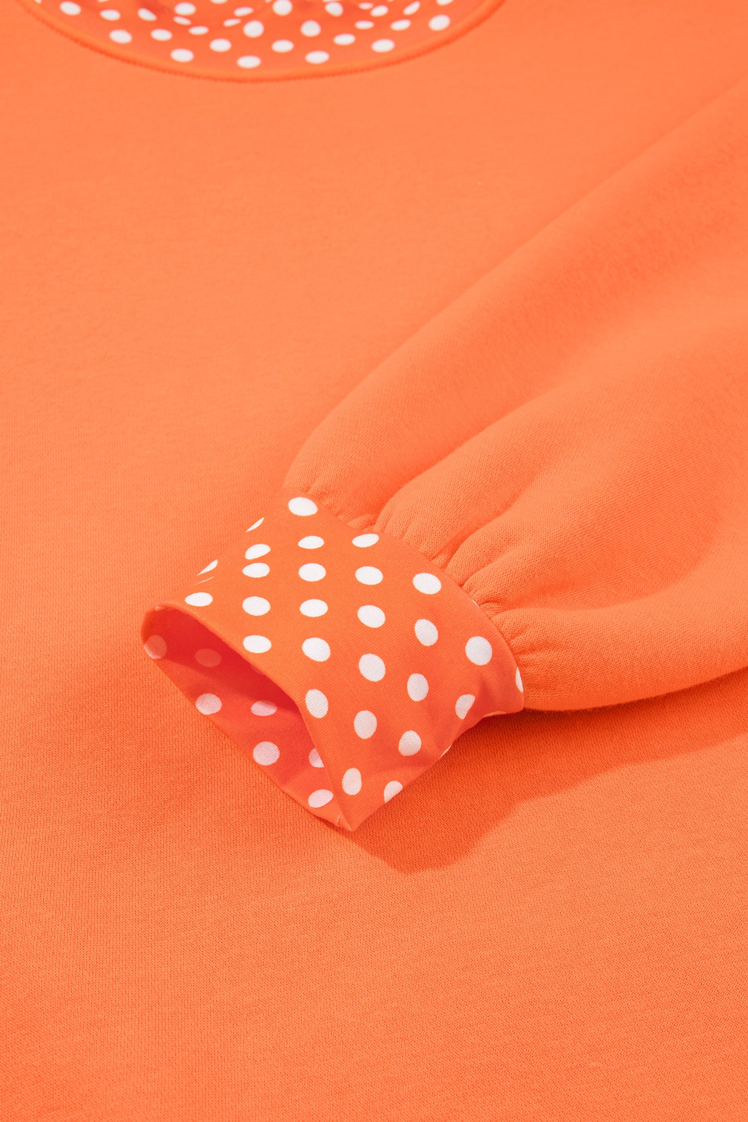 Brown Colorblock Polka Dot Contrast Trim Oversized Sweatshirt