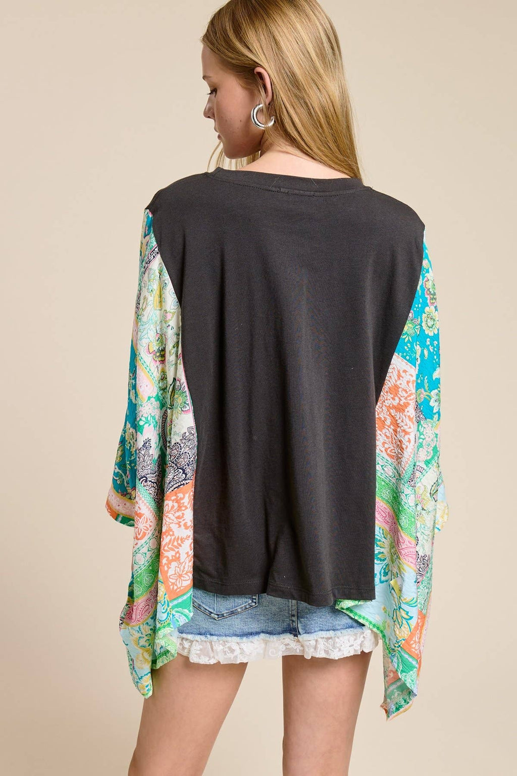 Dreamer Leopard Paradise Graphic Rustic Sheer Sleeves Kaftan
