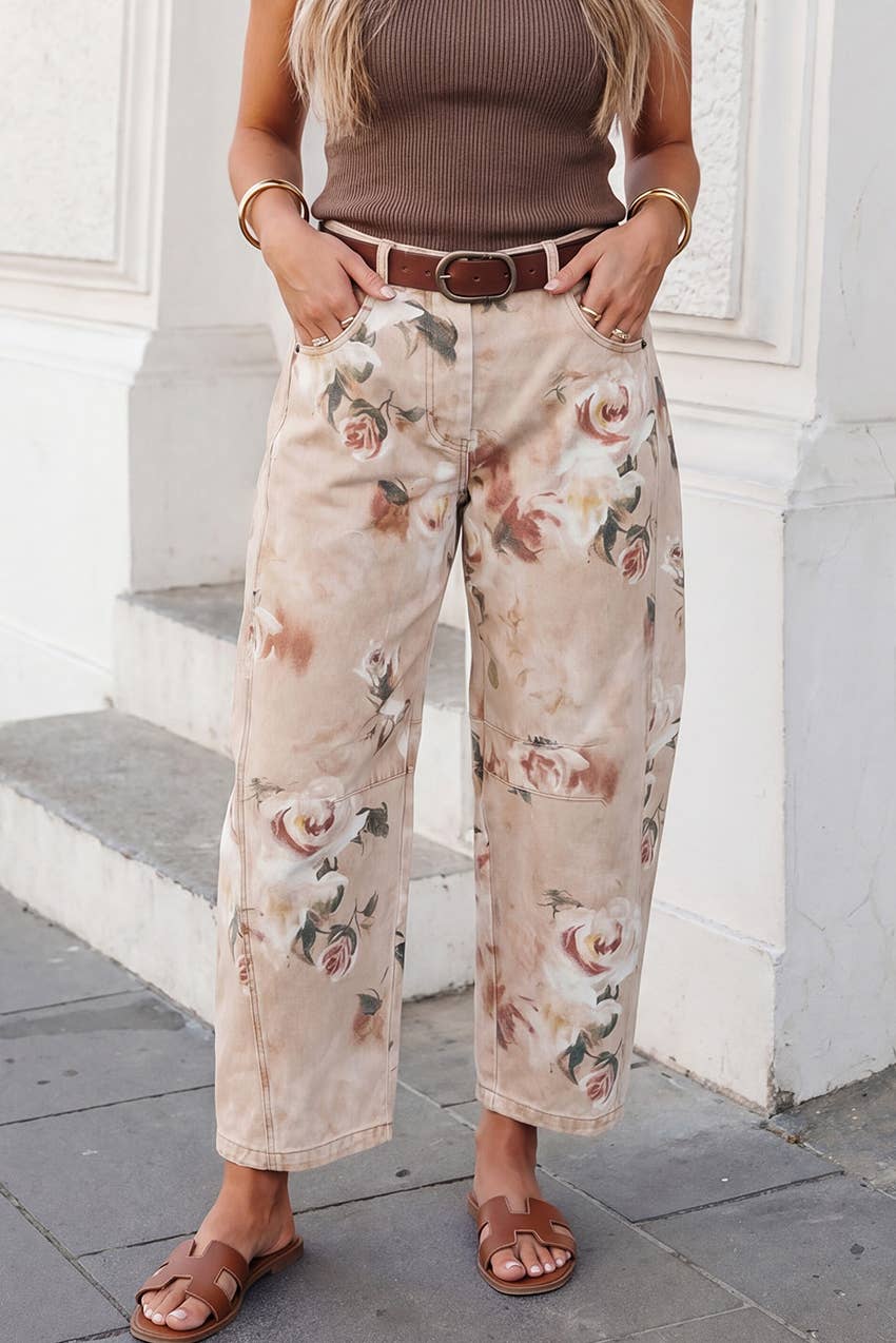 Retro Rose Floral Shift Jeans | 4-16