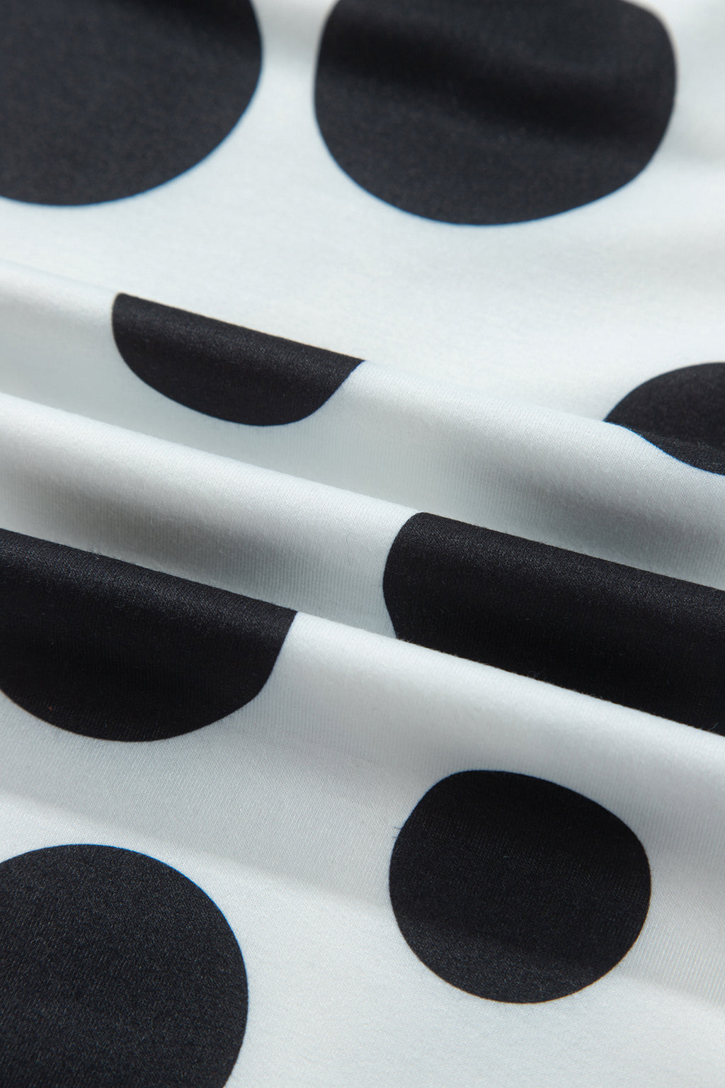 White Polka Dot Long Sleeve Top Drawstring Relaxed Pants Set