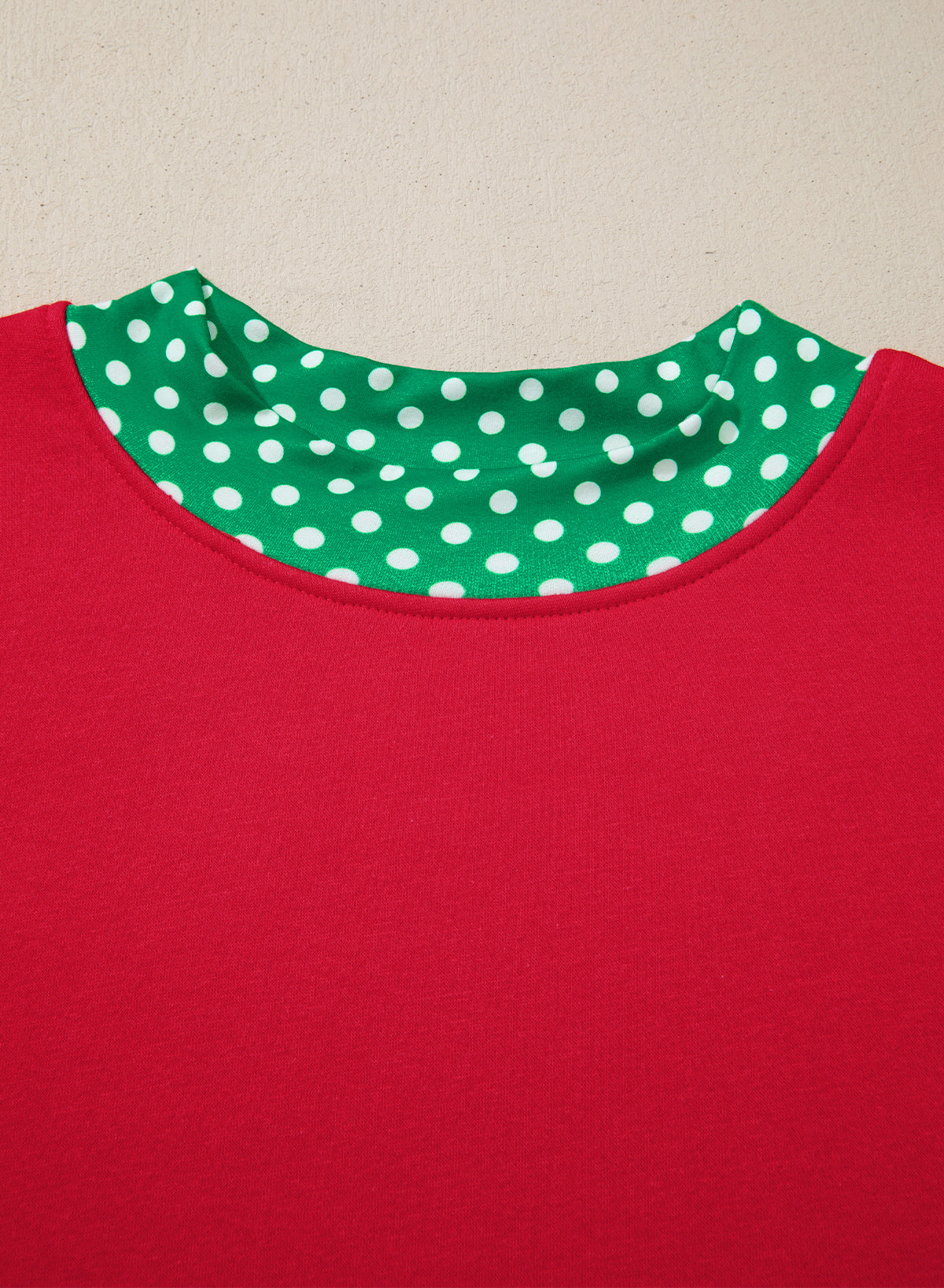 Orange Polka Dot Patchwork Round Neck Plus Size Sweatshirt
