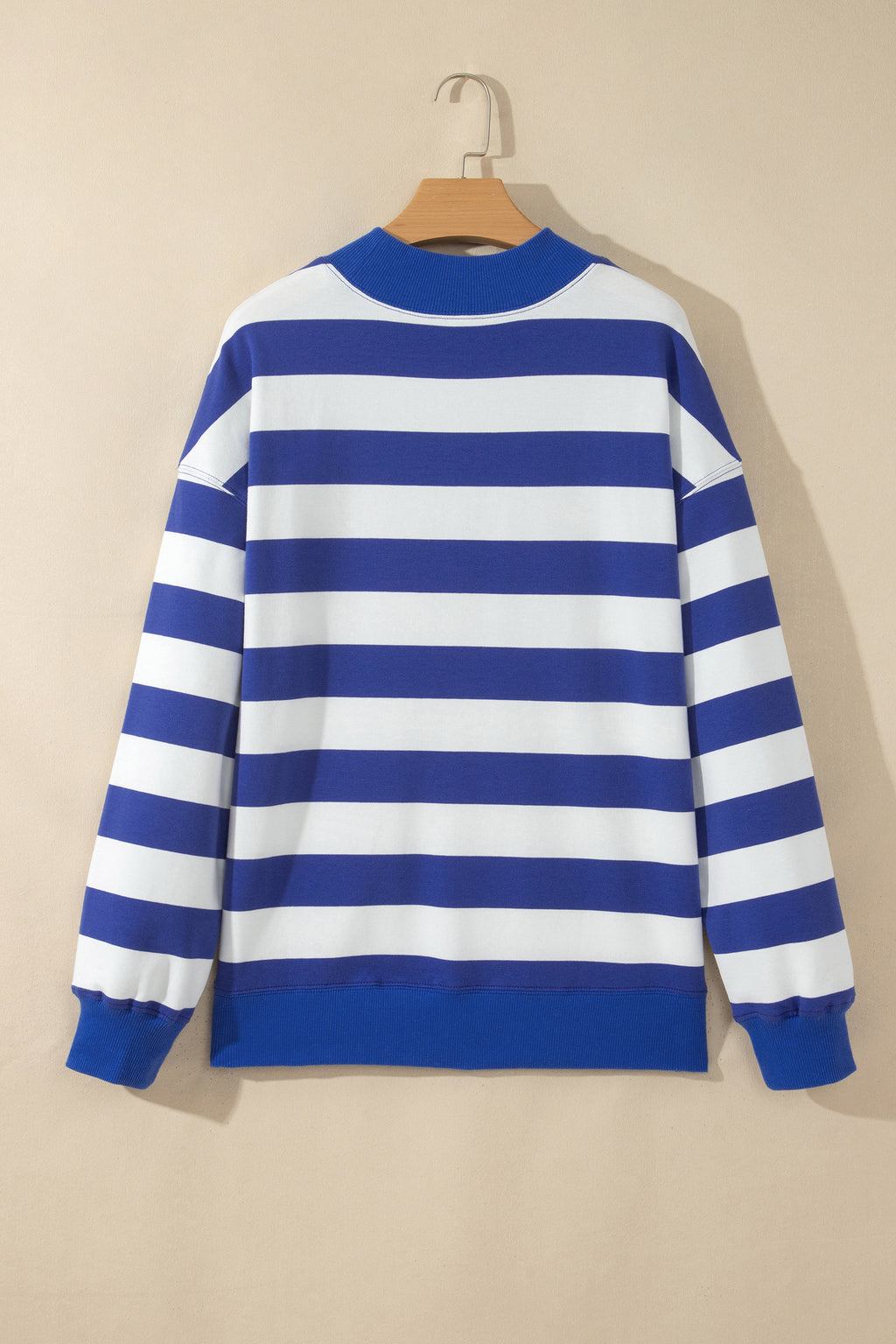 Rose Stripe Colorblock Mock Neck Relaxed Sweatshirt