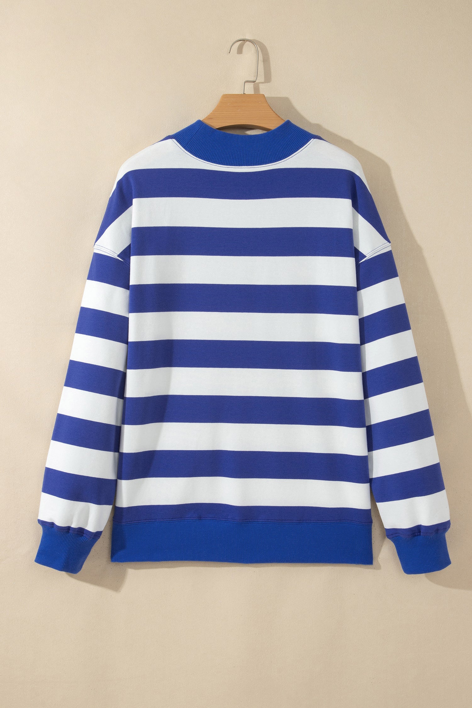 Rose Stripe Colorblock Mock Neck Relaxed Sweatshirt