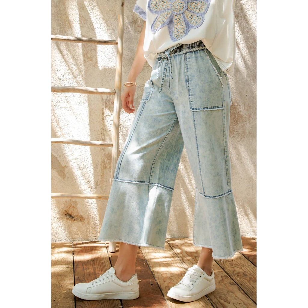 MINERAL WASHED DENIM PANTS