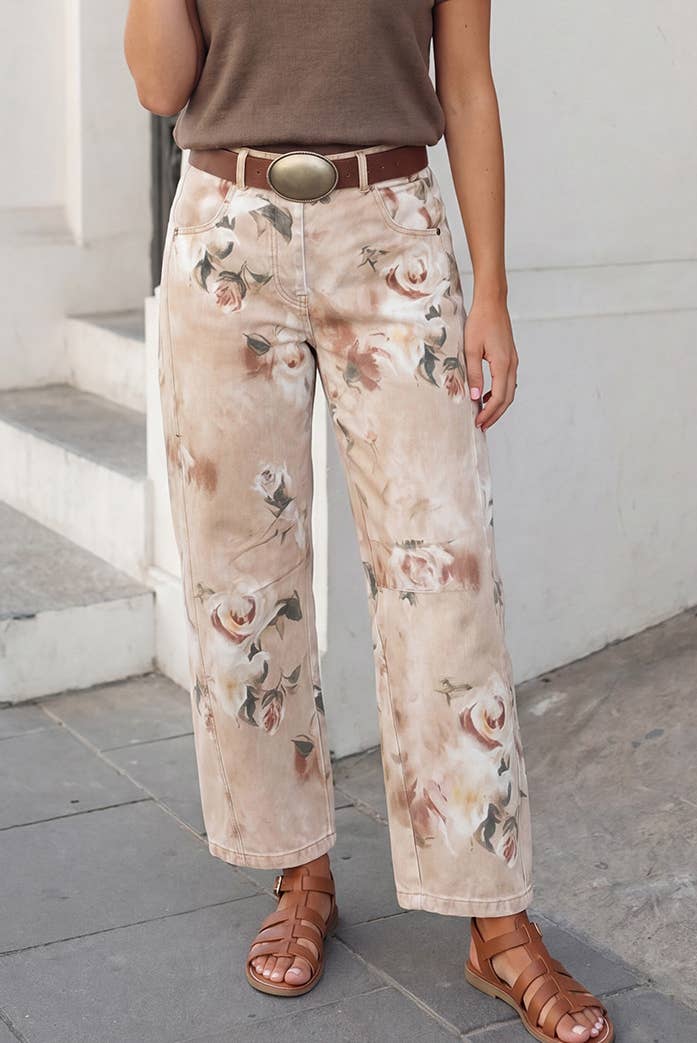 Retro Rose Floral Shift Jeans | 4-16