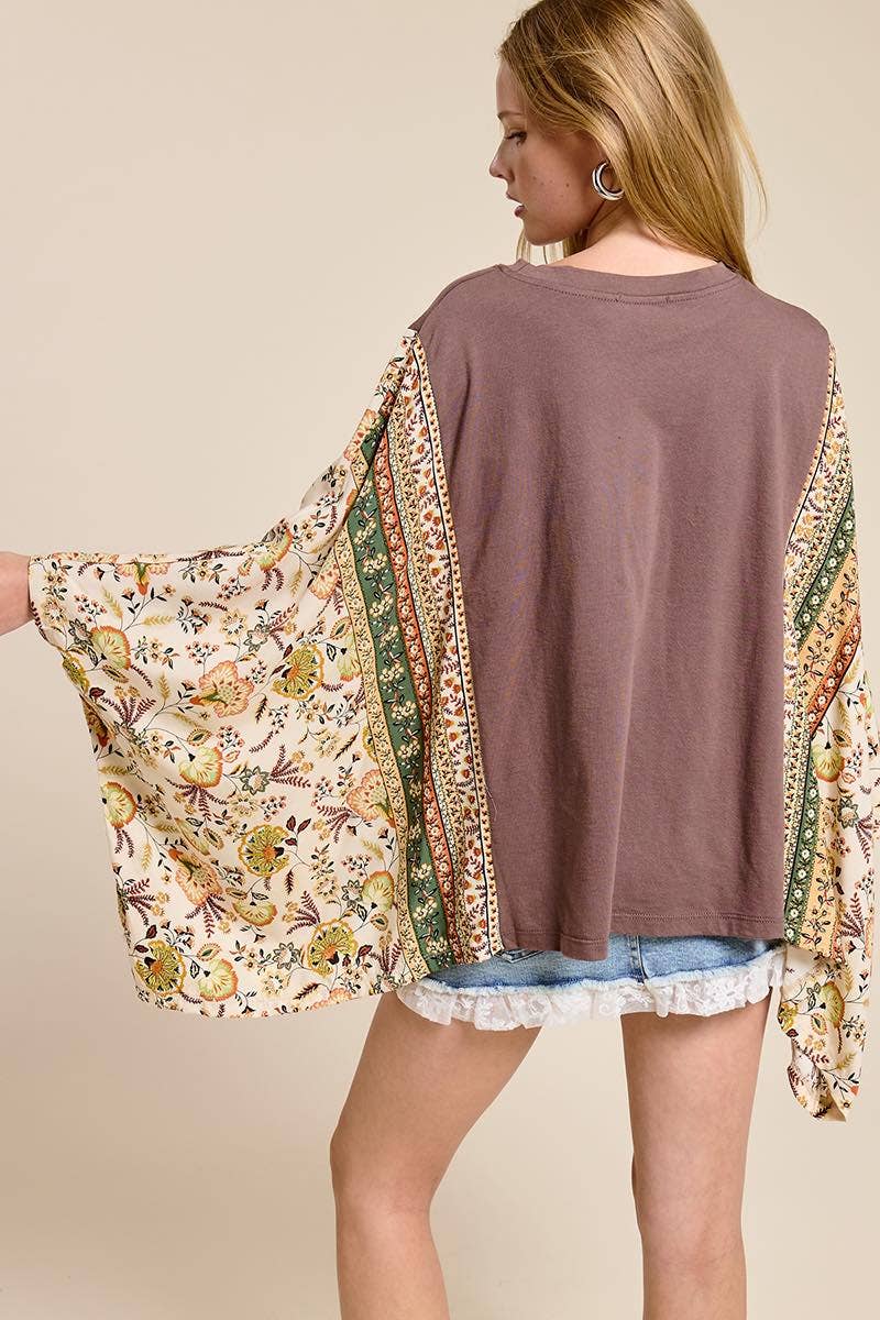 Western Cowboy Leopard Graphic Rustic Sheer Sleeves Kaftan