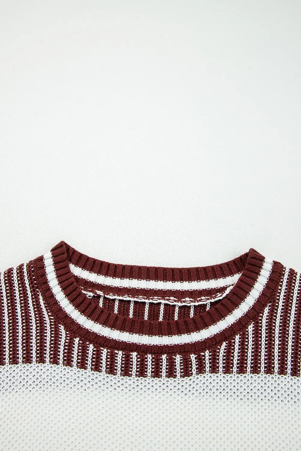 Two Tone Striped Patchwork Drop Shoulder Loose Sweater