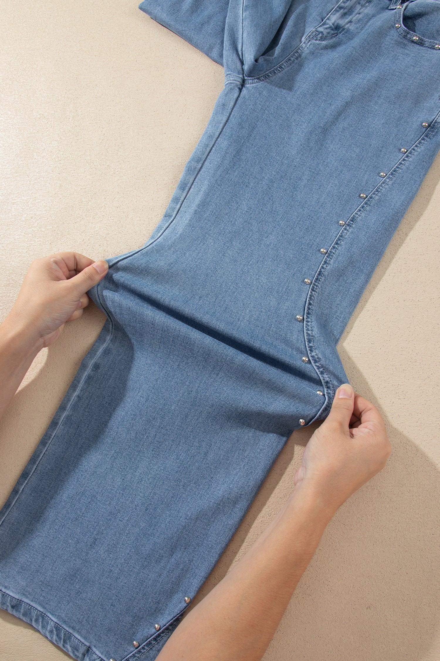 Coffee Side Seam Rivet Detail Ankle Length Casual Jeans
