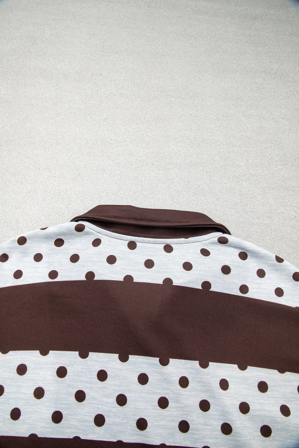 Pink Stripe Patchwork Polka Dot Accent Quarter Zip Long Sleeve Top