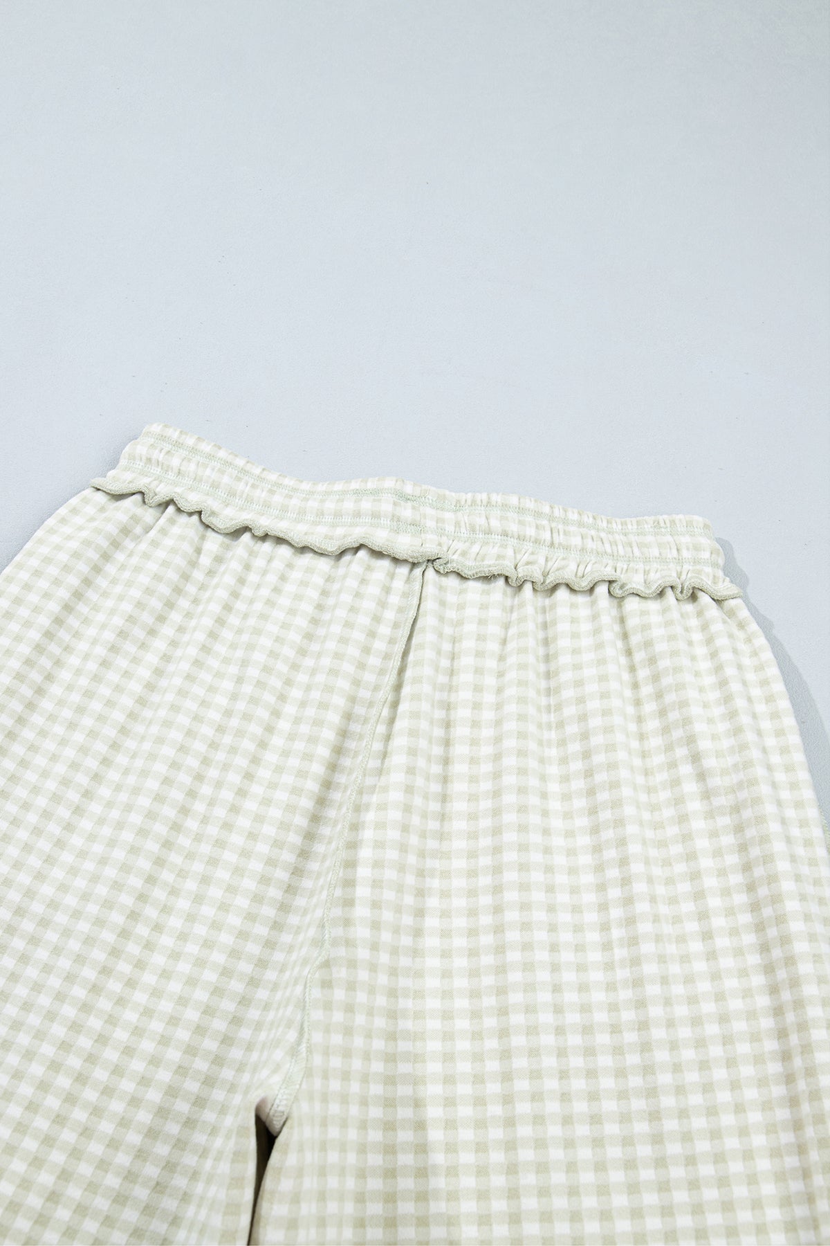 Red Plaid Contrast Trim Drawstring Elastic Waist Shift Pants