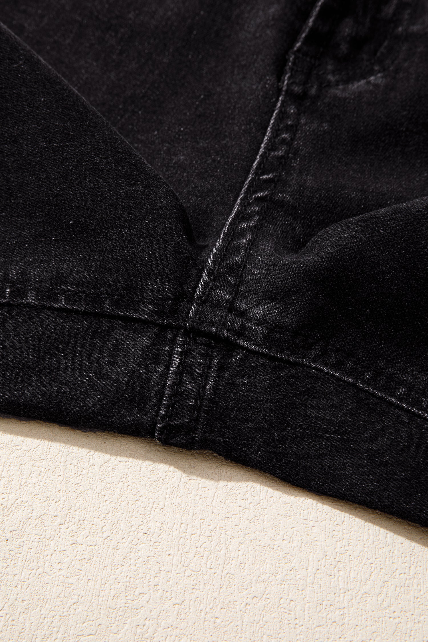 Black Studded Detail Straight Leg Casual Loose Jeans