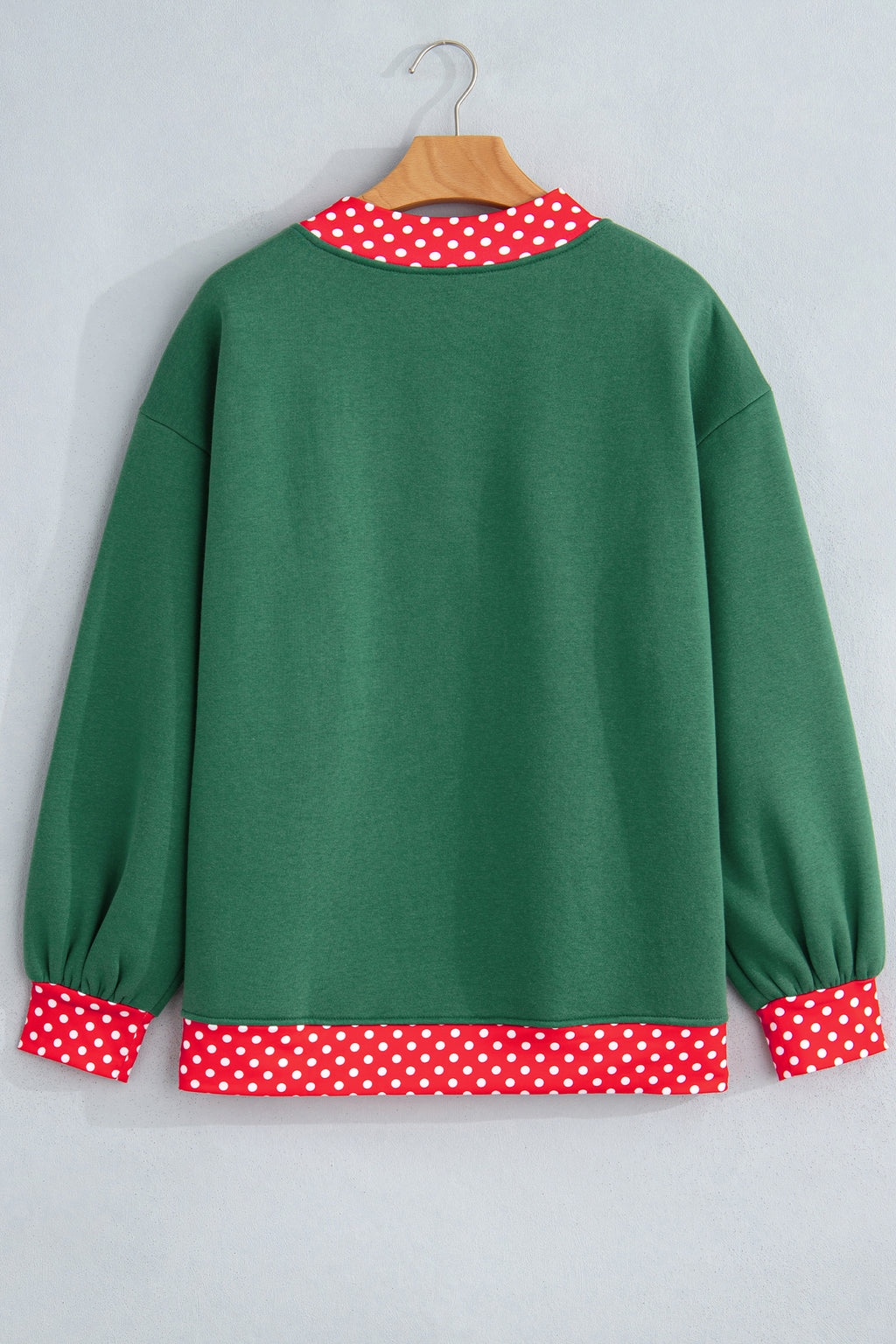 Brown Colorblock Polka Dot Contrast Trim Oversized Sweatshirt