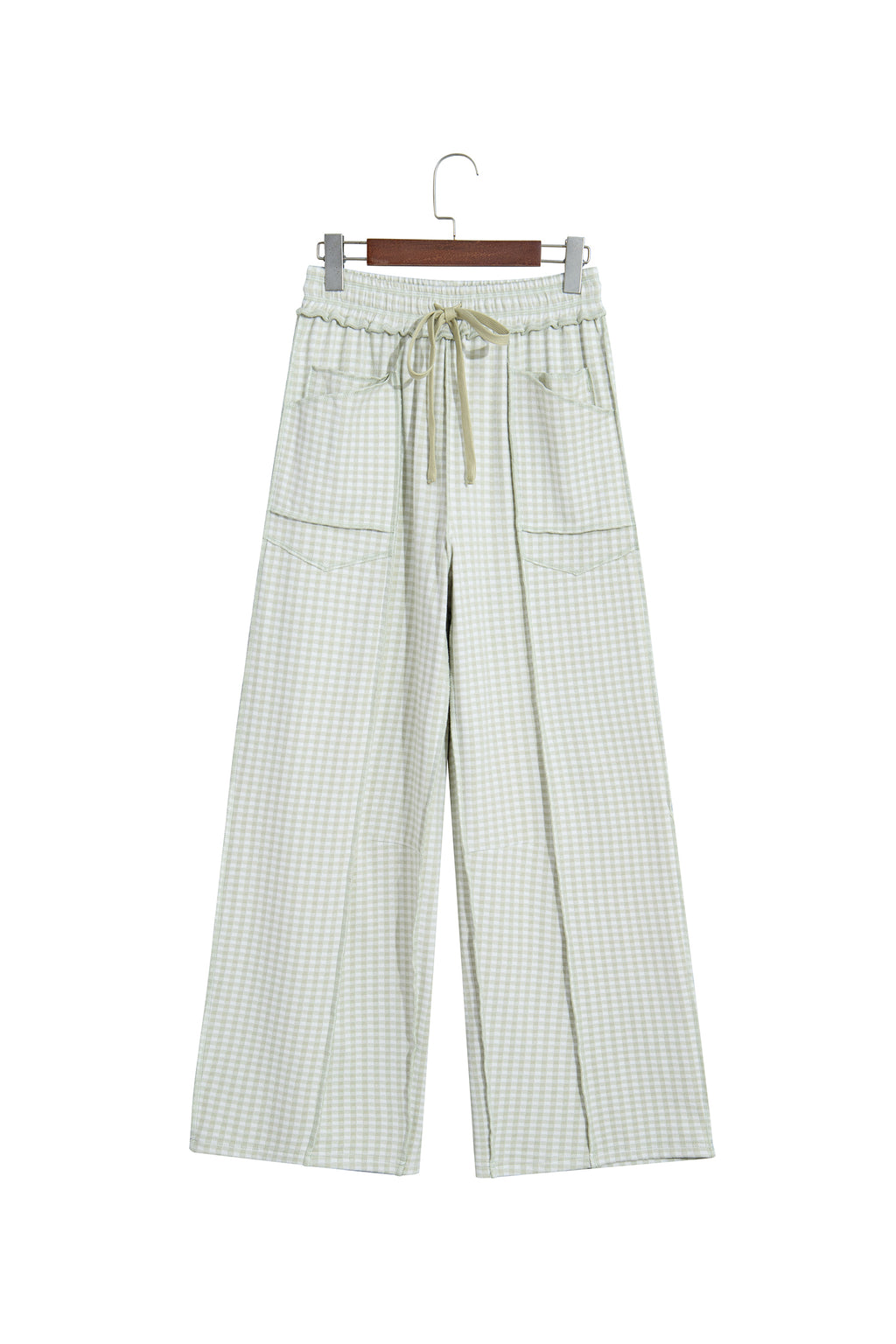 Red Plaid Contrast Trim Drawstring Elastic Waist Shift Pants