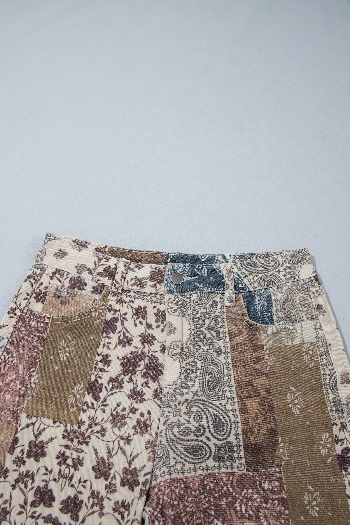 Brown Western Print Casual Shift Jeans