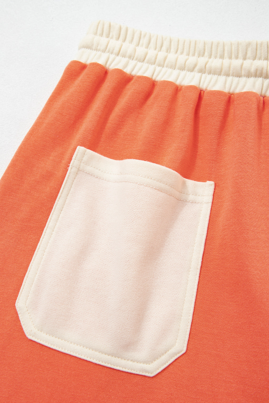 Fiery Red Raw Seam Colorblock Wide Leg Ankle Length Casual Pants