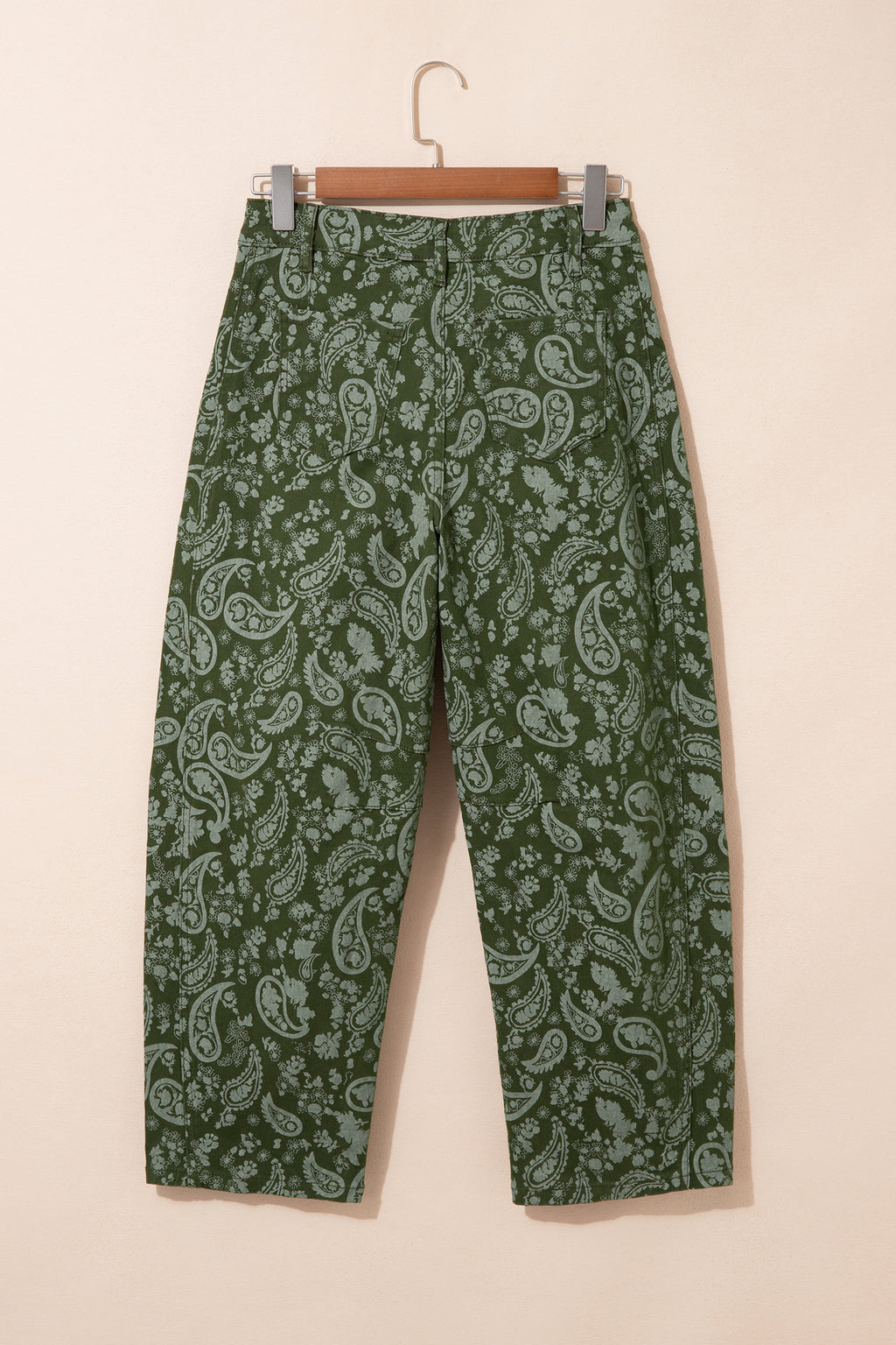 Green Paisley Print Harem Denim Pants
