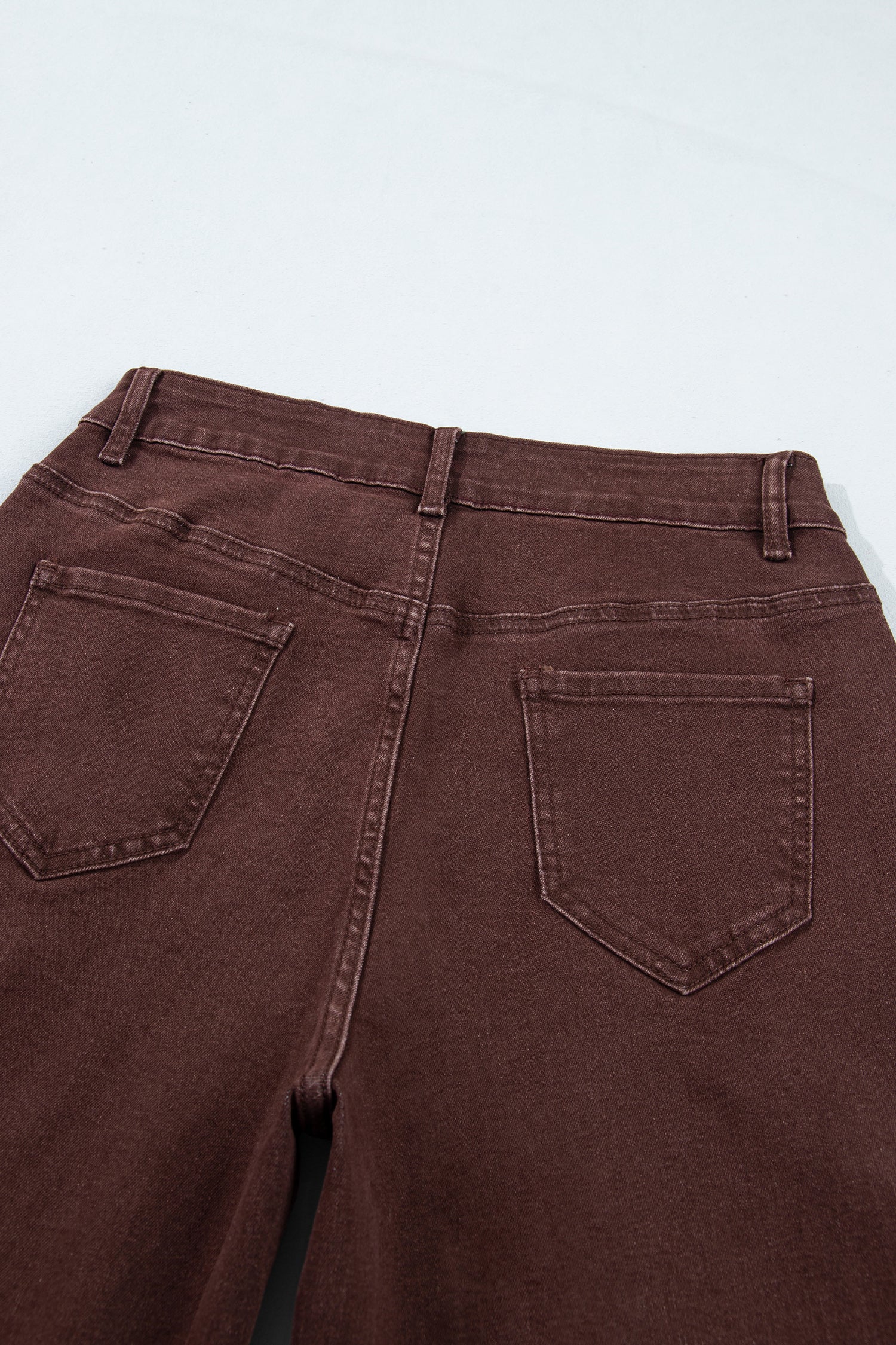 Coffee Side Seam Rivet Detail Ankle Length Casual Jeans