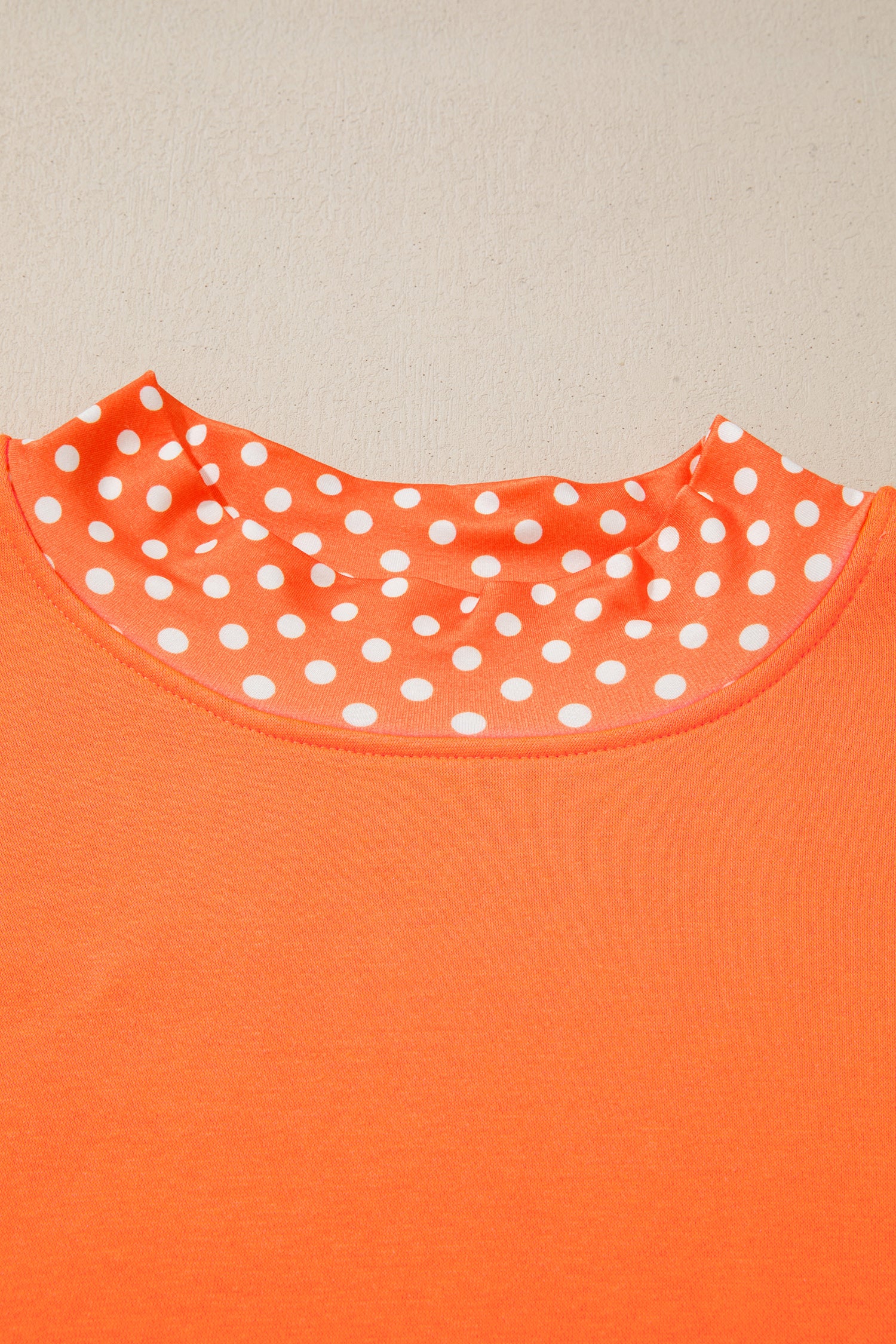 Orange Polka Dot Patchwork Round Neck Plus Size Sweatshirt