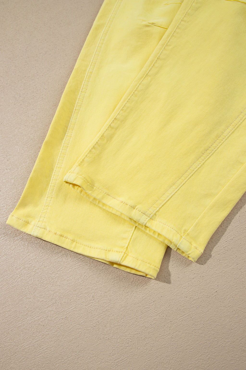 Light Pink Solid Color Grommet Detail Knot Waist Barrel Jeans