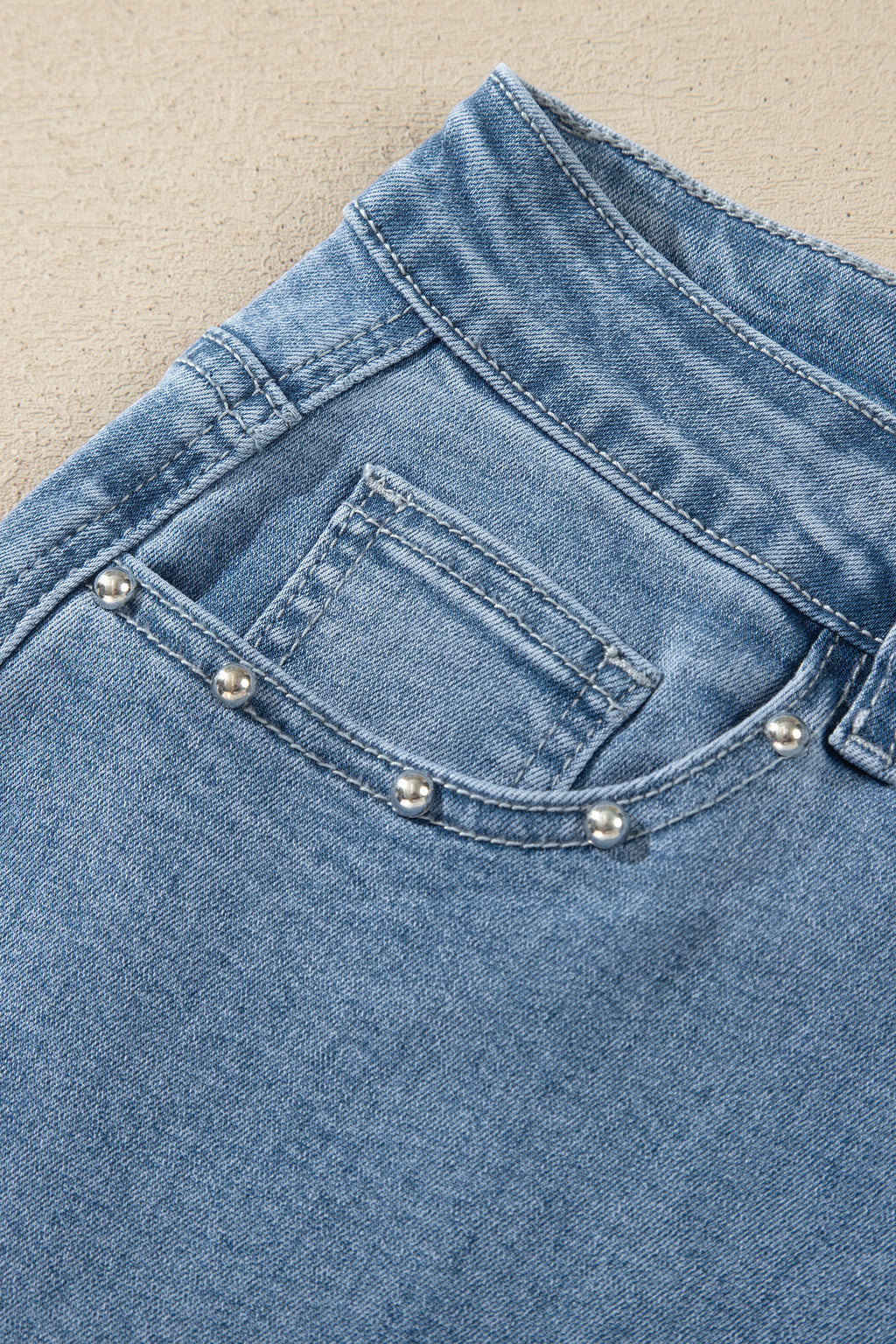 Coffee Side Seam Rivet Detail Ankle Length Casual Jeans