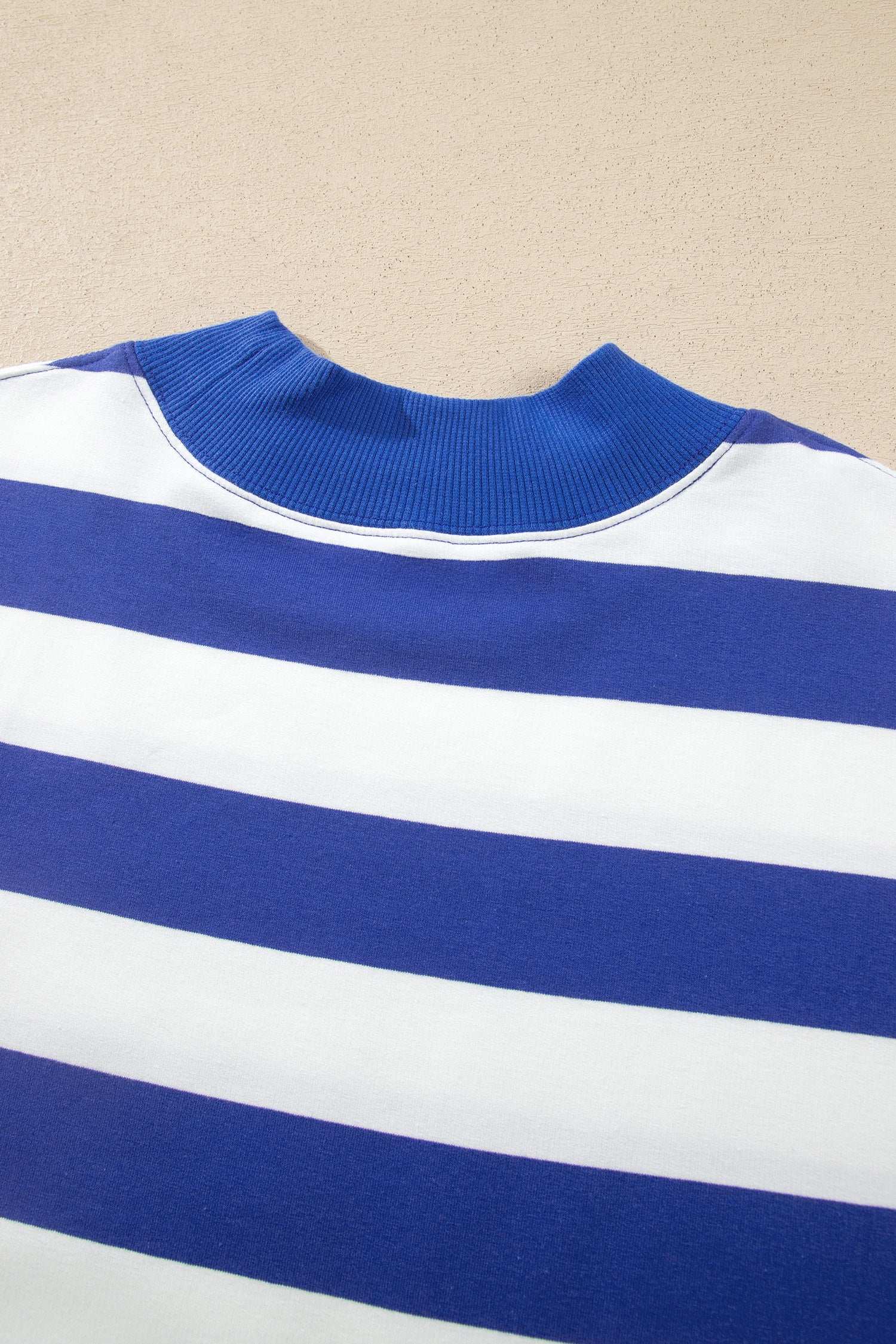 Rose Stripe Colorblock Mock Neck Relaxed Sweatshirt