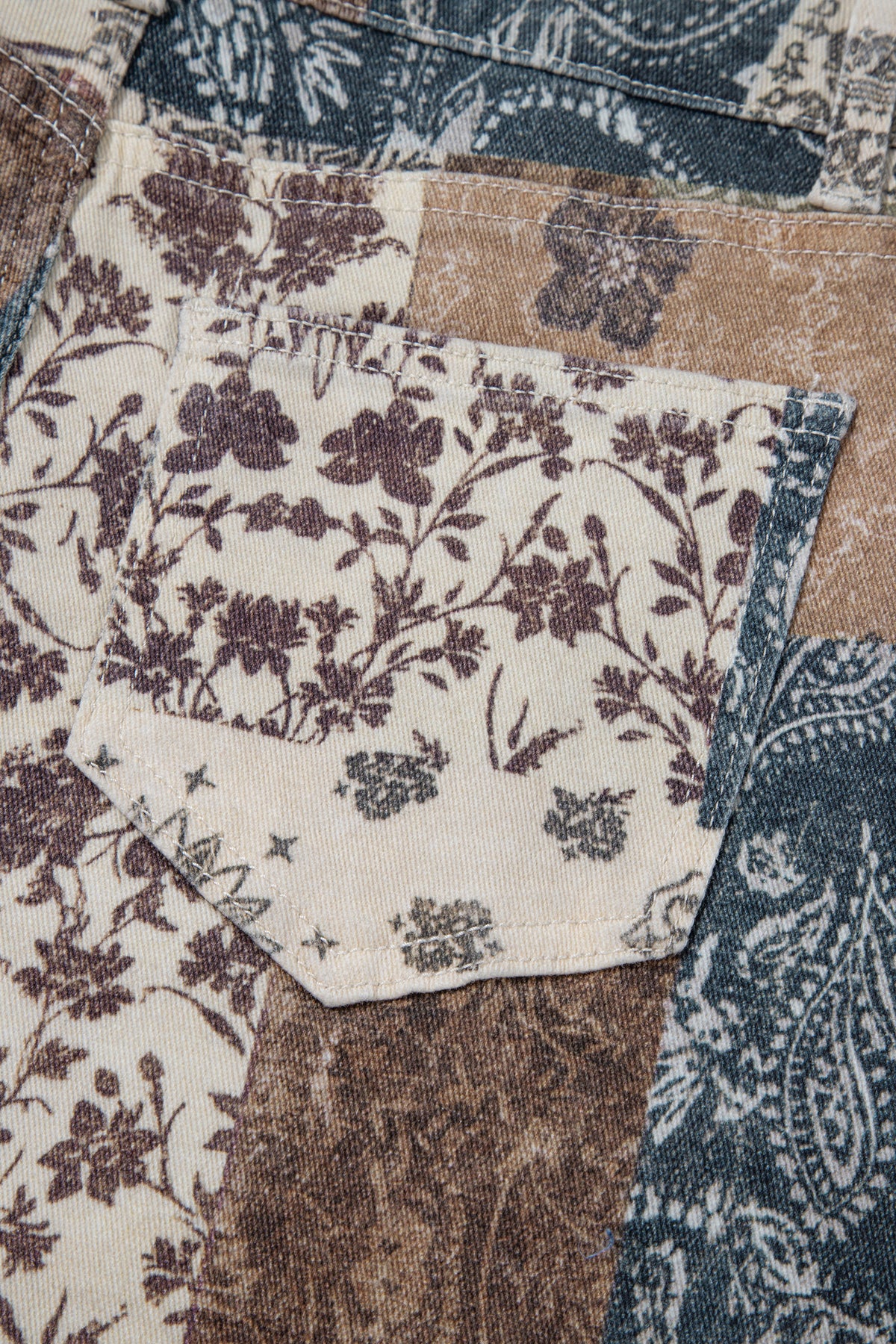 Brown Western Print Casual Shift Jeans
