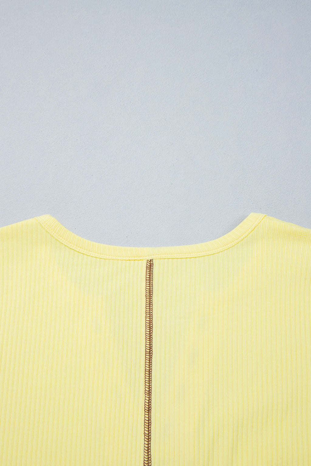 Peacock Blue V Neck Ribbed Stitched Detail Long Sleeve Top