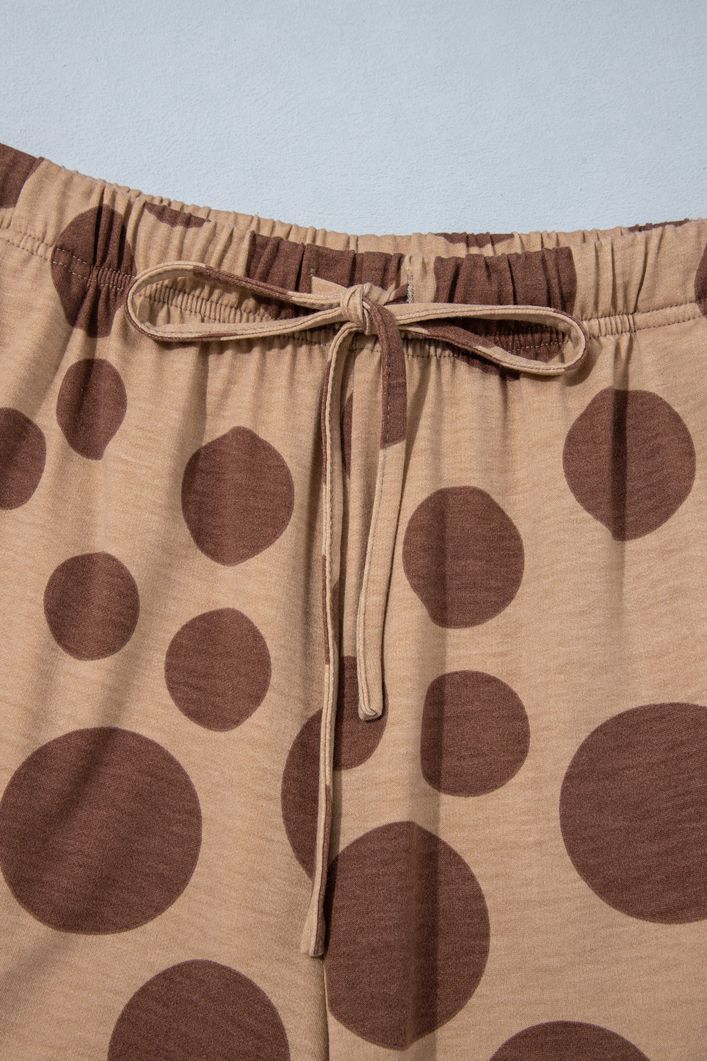 White Polka Dot Long Sleeve Top Drawstring Relaxed Pants Set