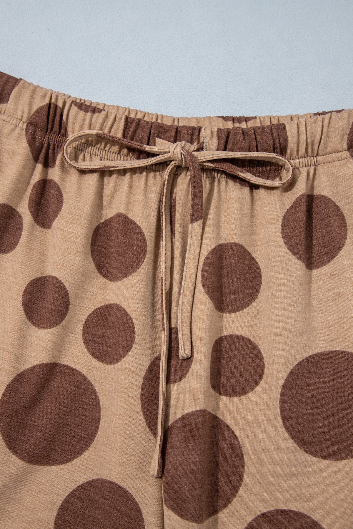 White Polka Dot Long Sleeve Top Drawstring Relaxed Pants Set
