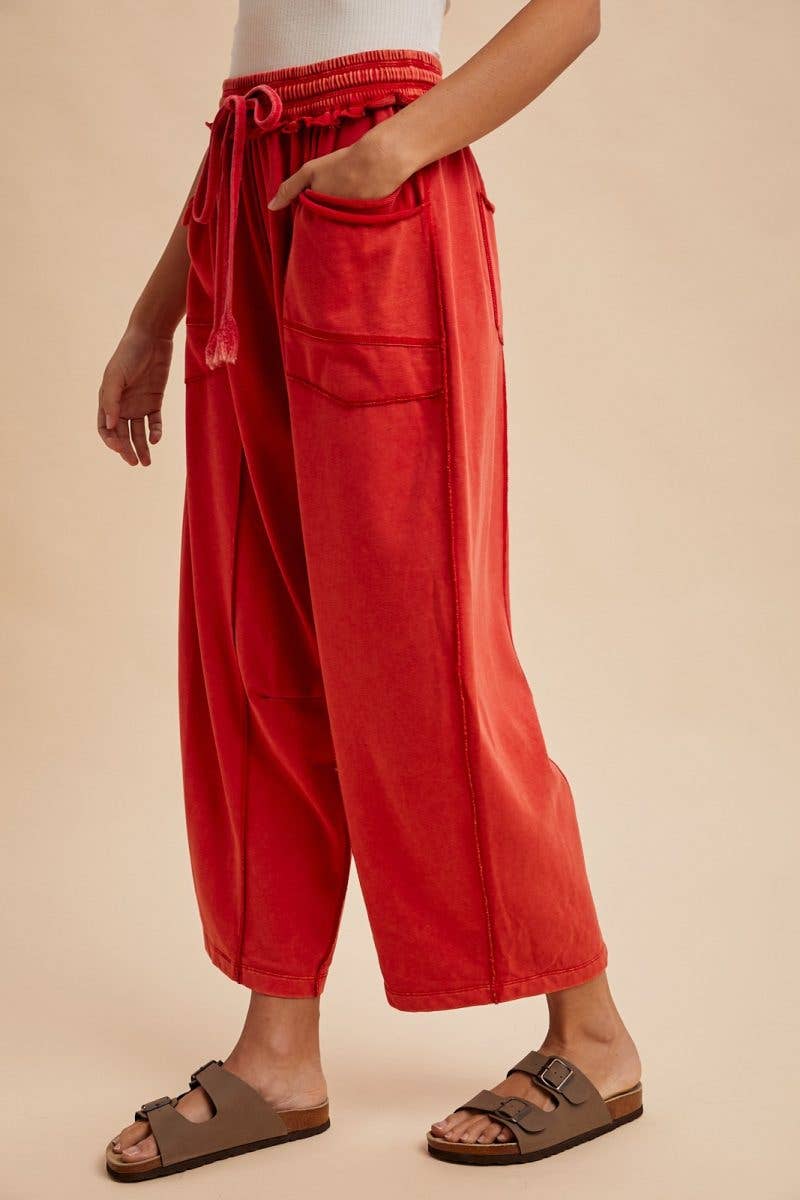 Mineral Wash Barrel Fit Utility Knit Pants