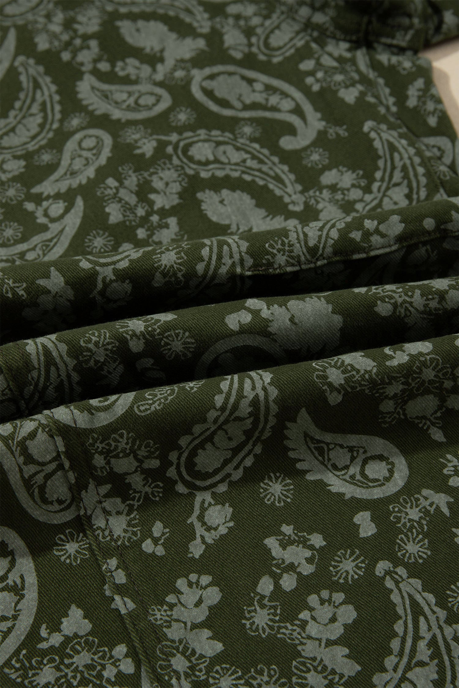 Green Paisley Print Harem Denim Pants