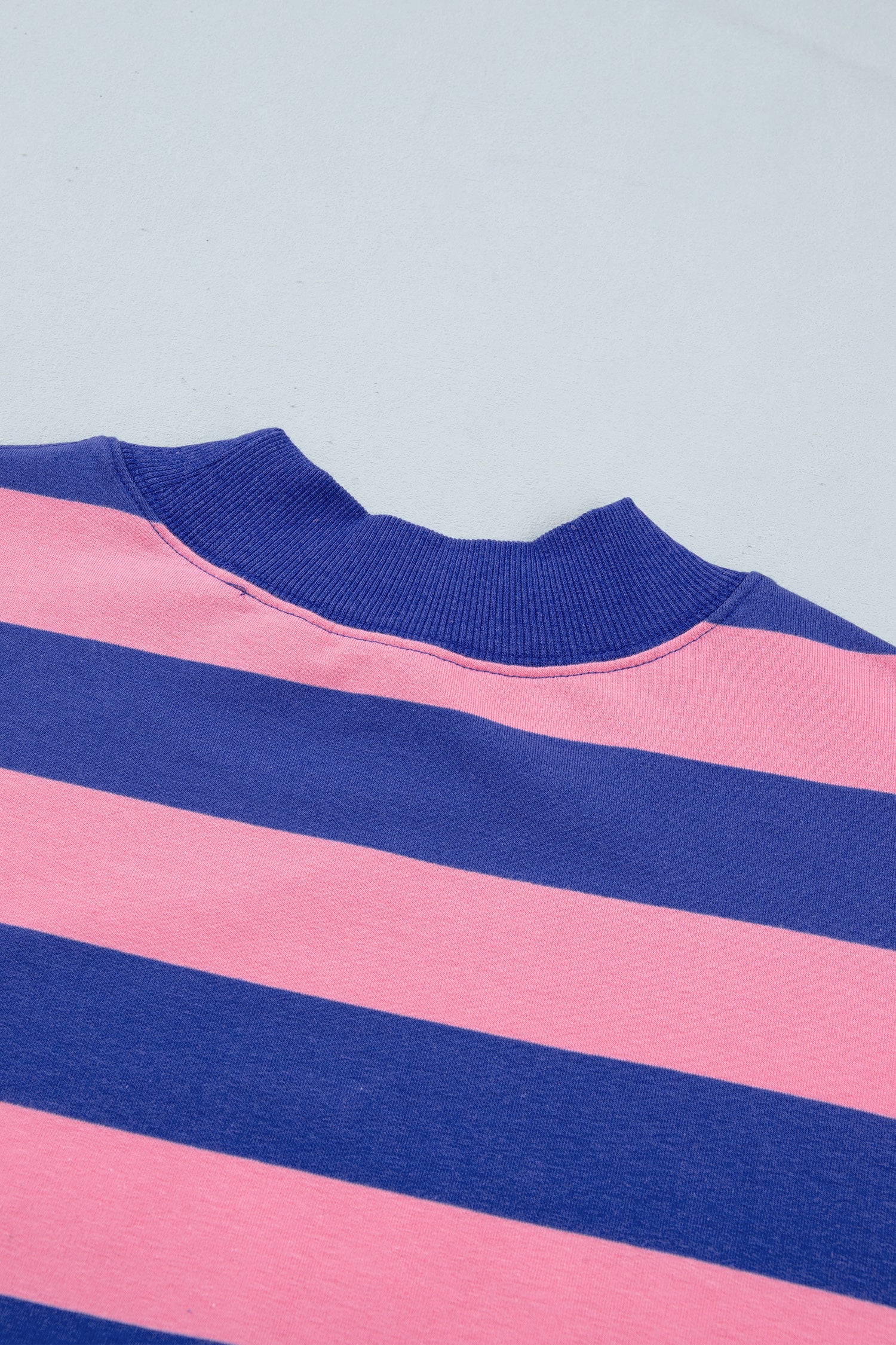 Rose Stripe Colorblock Mock Neck Relaxed Sweatshirt