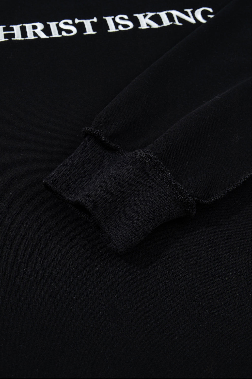 Black CHRIST IS KING Embroidery High Neck Baggy Sweatshirt