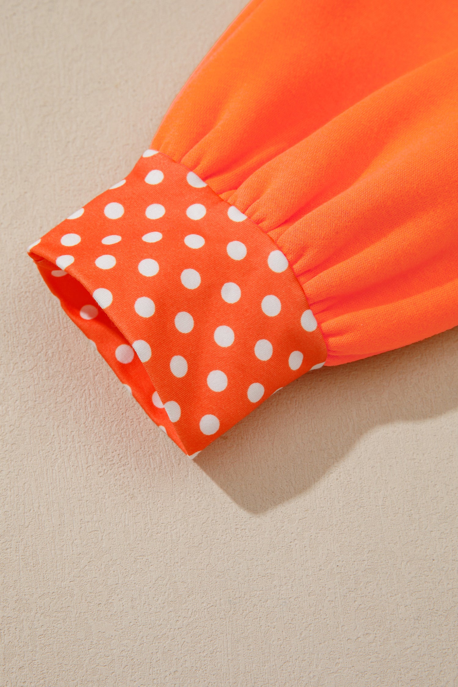 Orange Polka Dot Patchwork Round Neck Plus Size Sweatshirt
