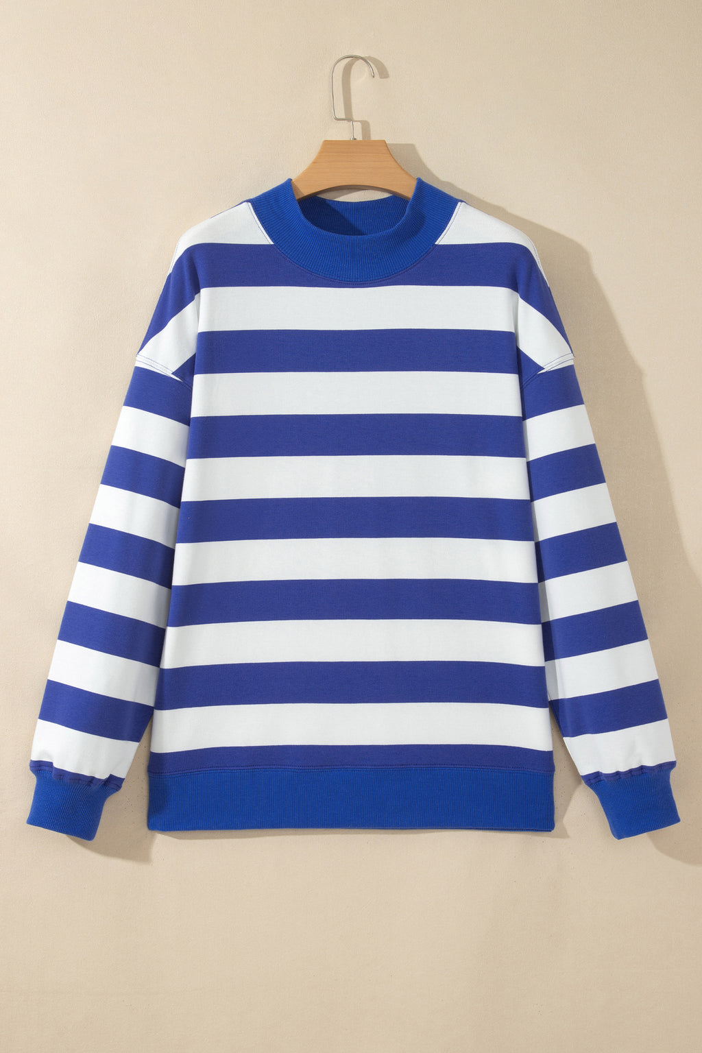 Rose Stripe Colorblock Mock Neck Relaxed Sweatshirt