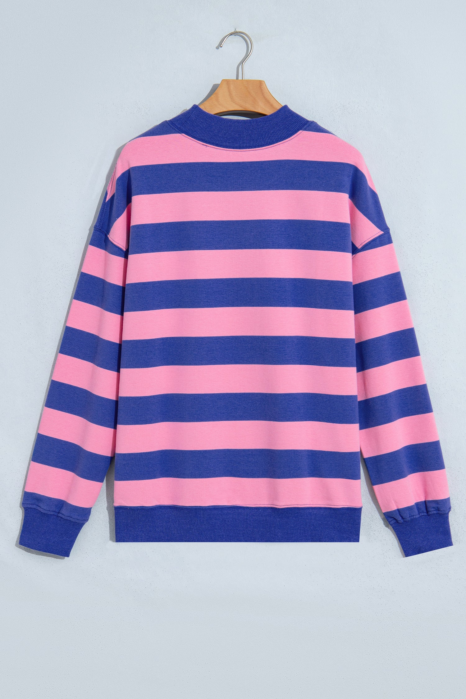 Rose Stripe Colorblock Mock Neck Relaxed Sweatshirt