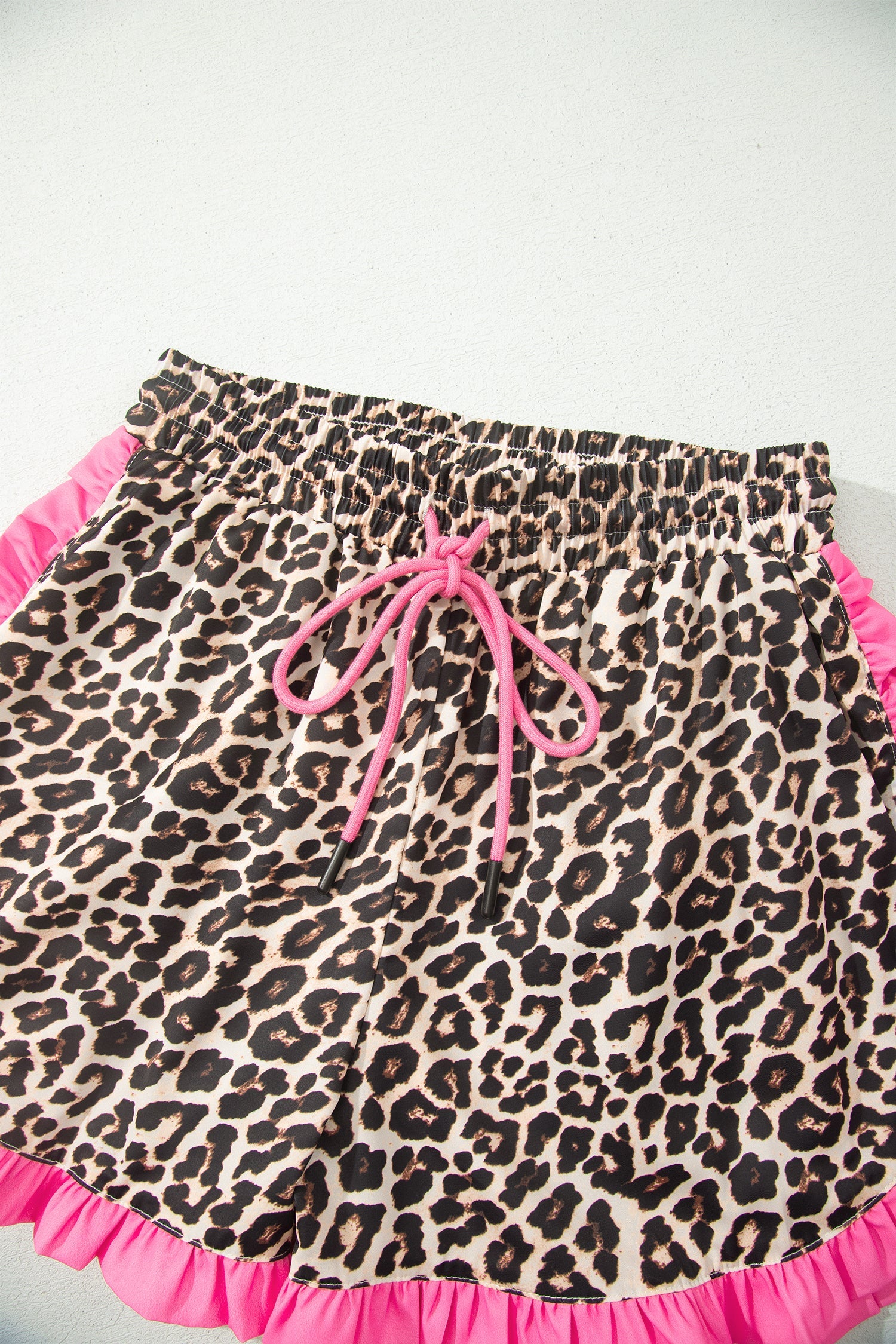 White Polka Dot Contrast Ruffle Trim Shorts