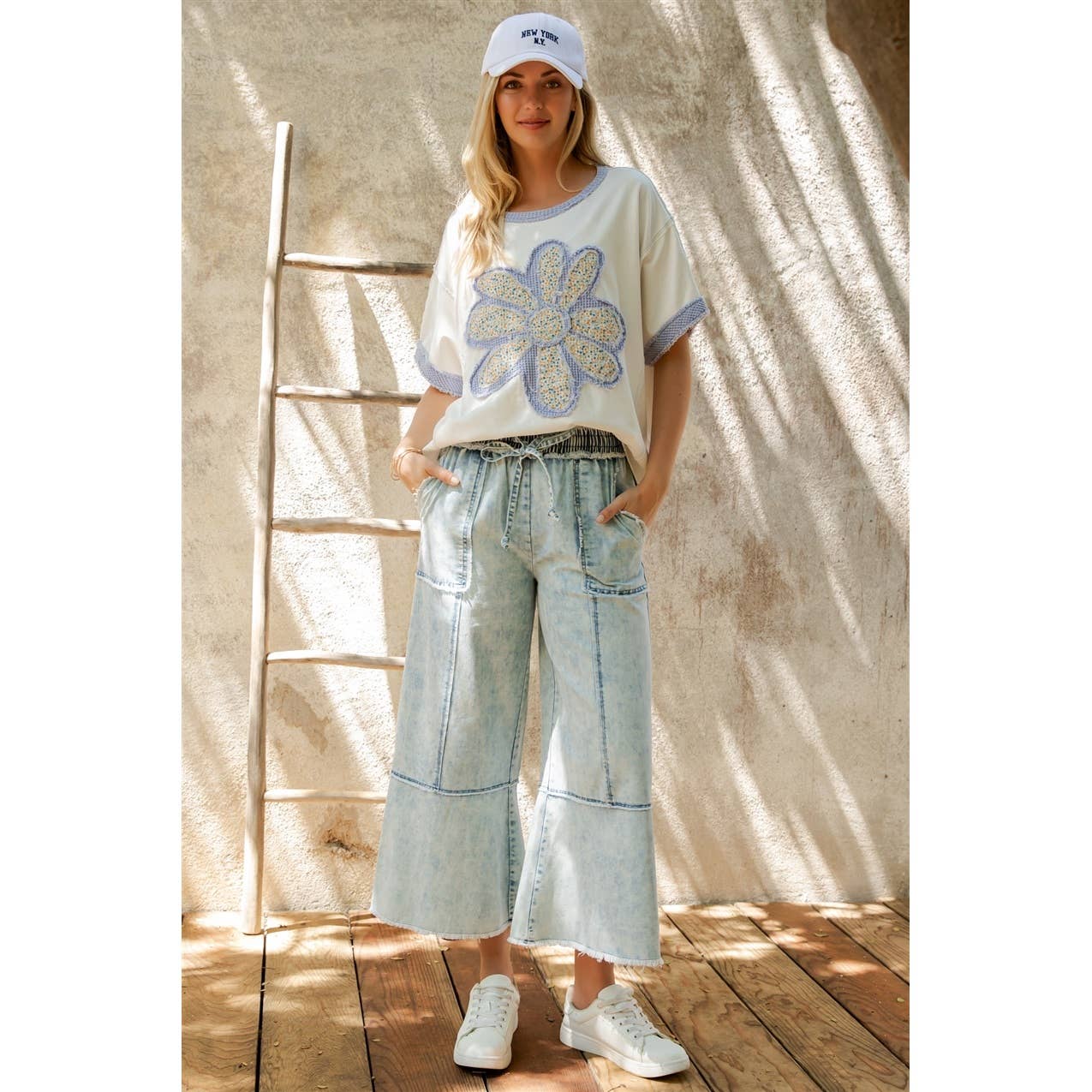 MINERAL WASHED DENIM PANTS