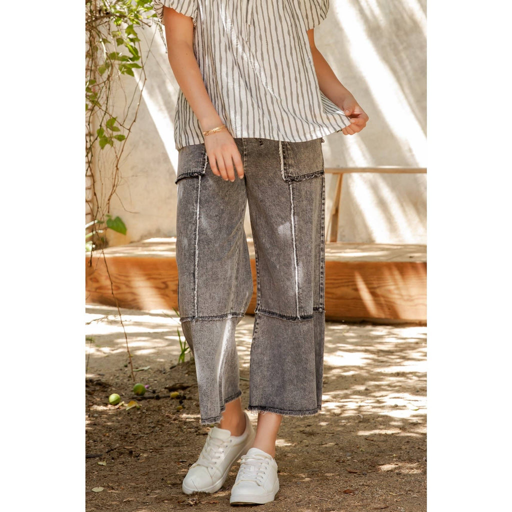 MINERAL WASHED DENIM PANTS