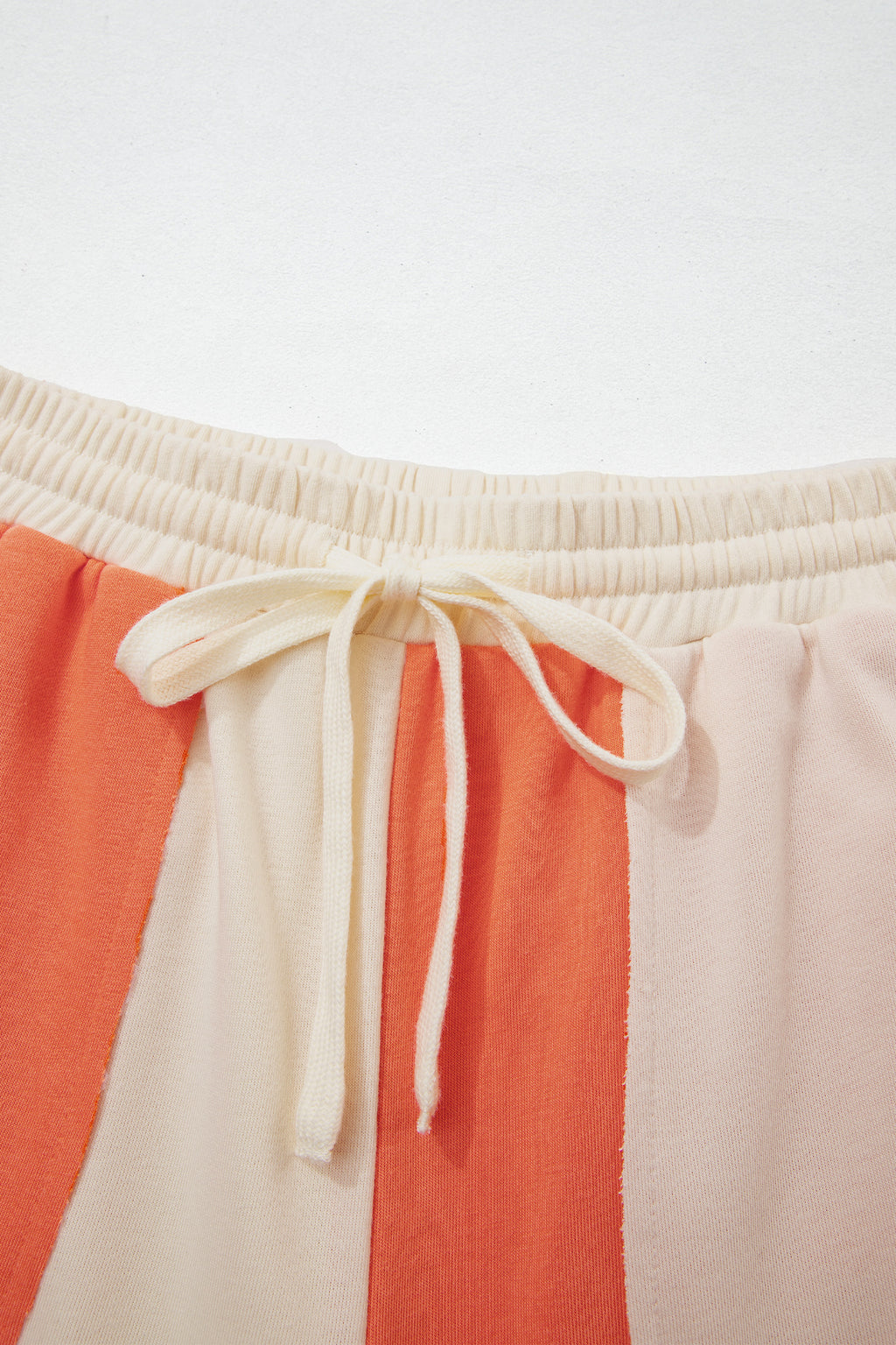 Fiery Red Raw Seam Colorblock Wide Leg Ankle Length Casual Pants