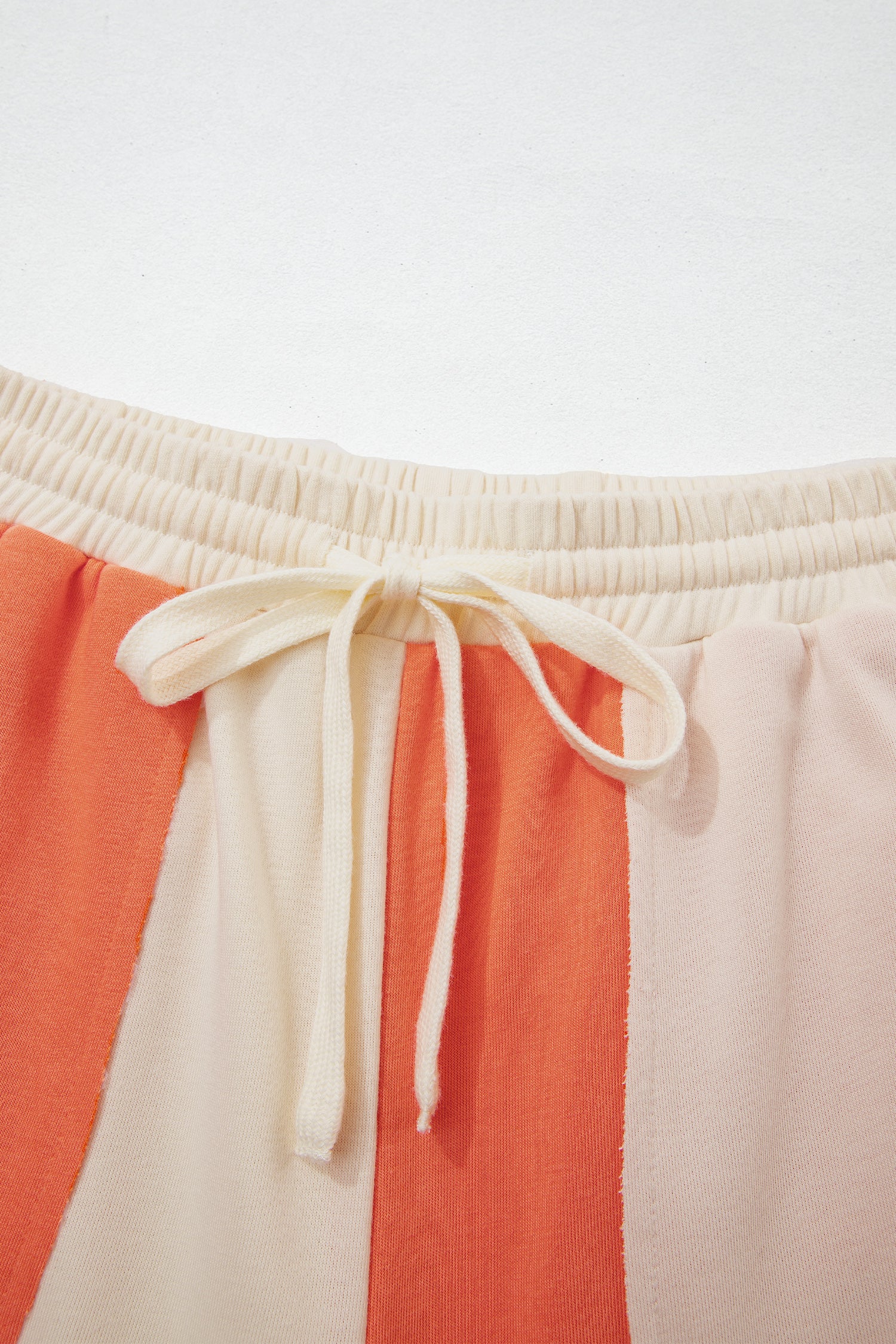 Fiery Red Raw Seam Colorblock Wide Leg Ankle Length Casual Pants