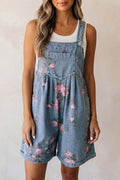 Myosotis Floral Print Denim Shortalls
