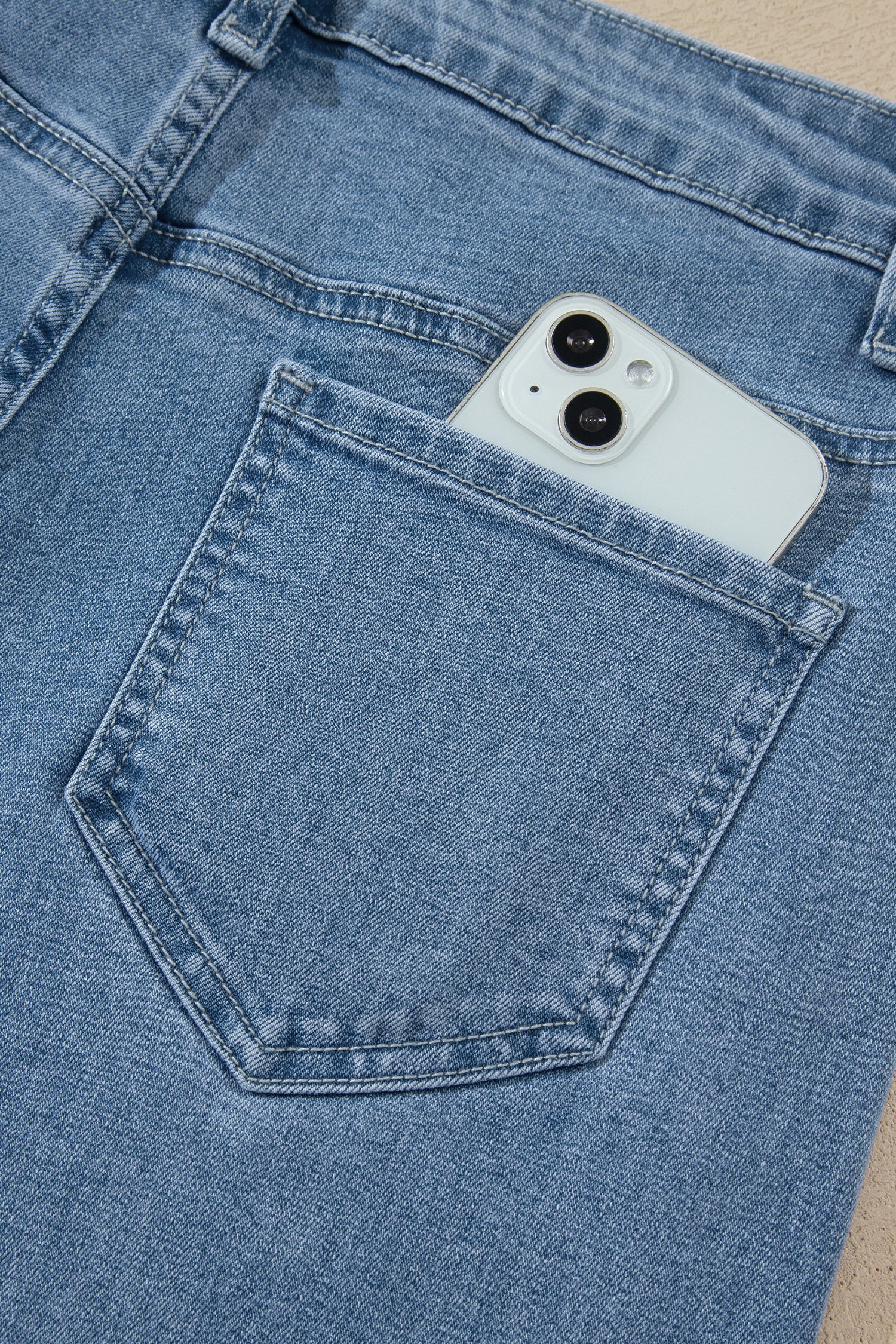 Coffee Side Seam Rivet Detail Ankle Length Casual Jeans