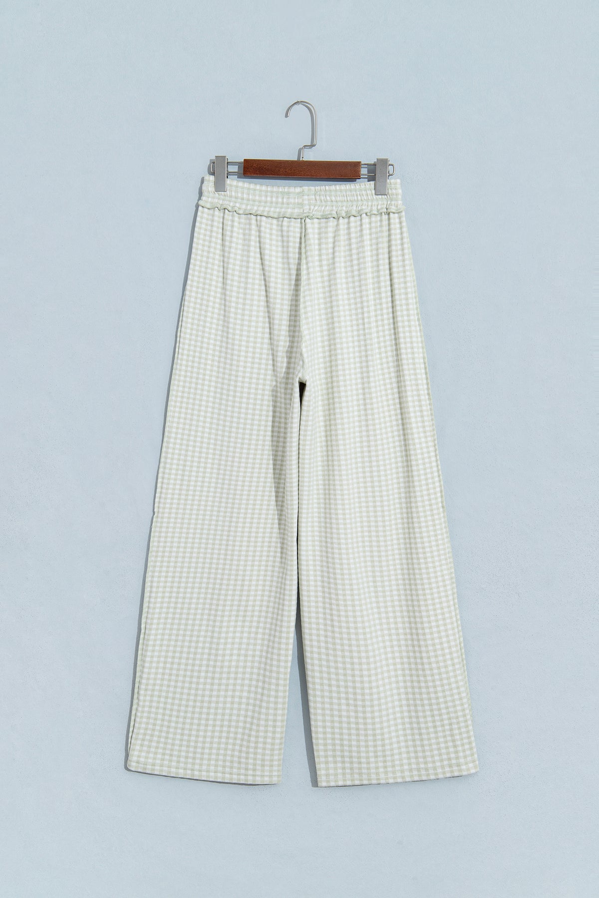 Red Plaid Contrast Trim Drawstring Elastic Waist Shift Pants