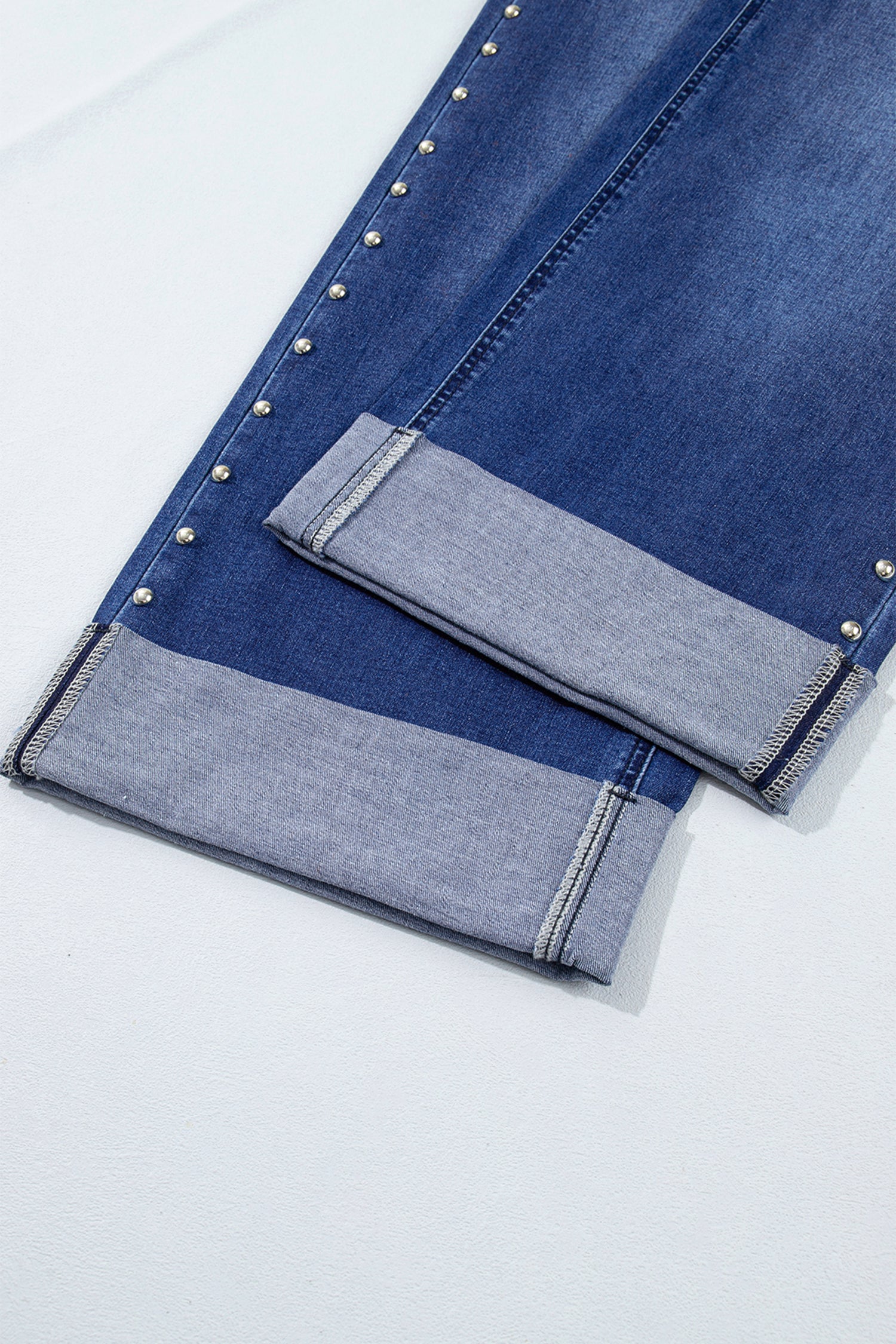 Black Studded Detail Straight Leg Casual Loose Jeans